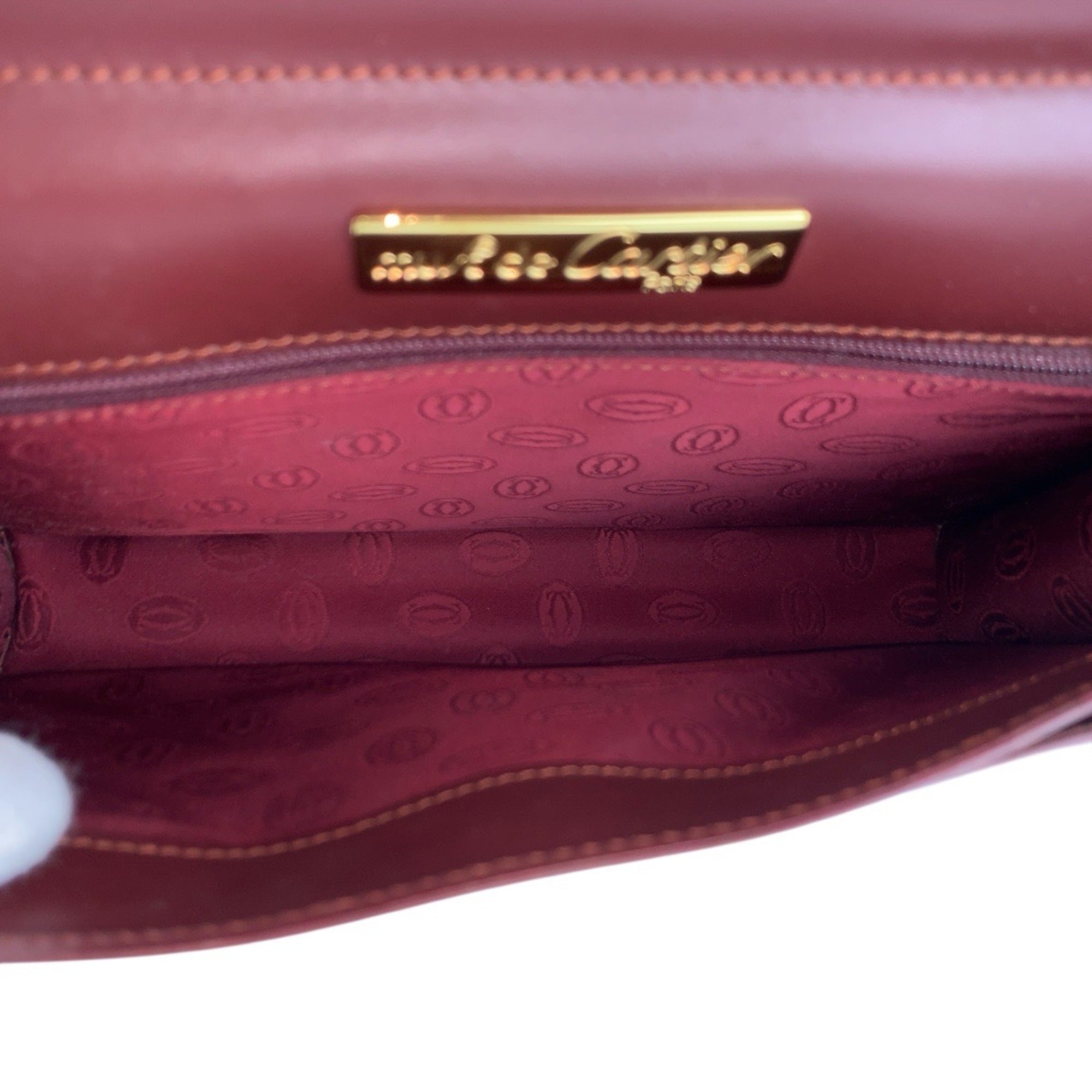 Cartier Bordeaux Leather Clutch Bag (Pre-Owned)