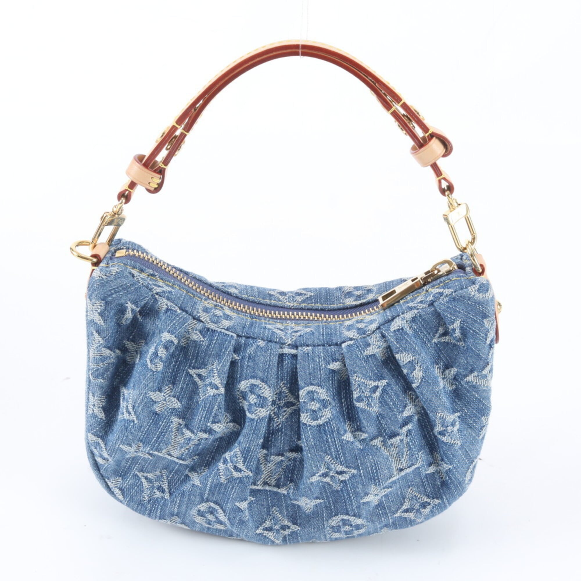 Louis Vuitton Blue Leather Canvas Handbag Pochette Shoulder Bag (Pre-Owned)