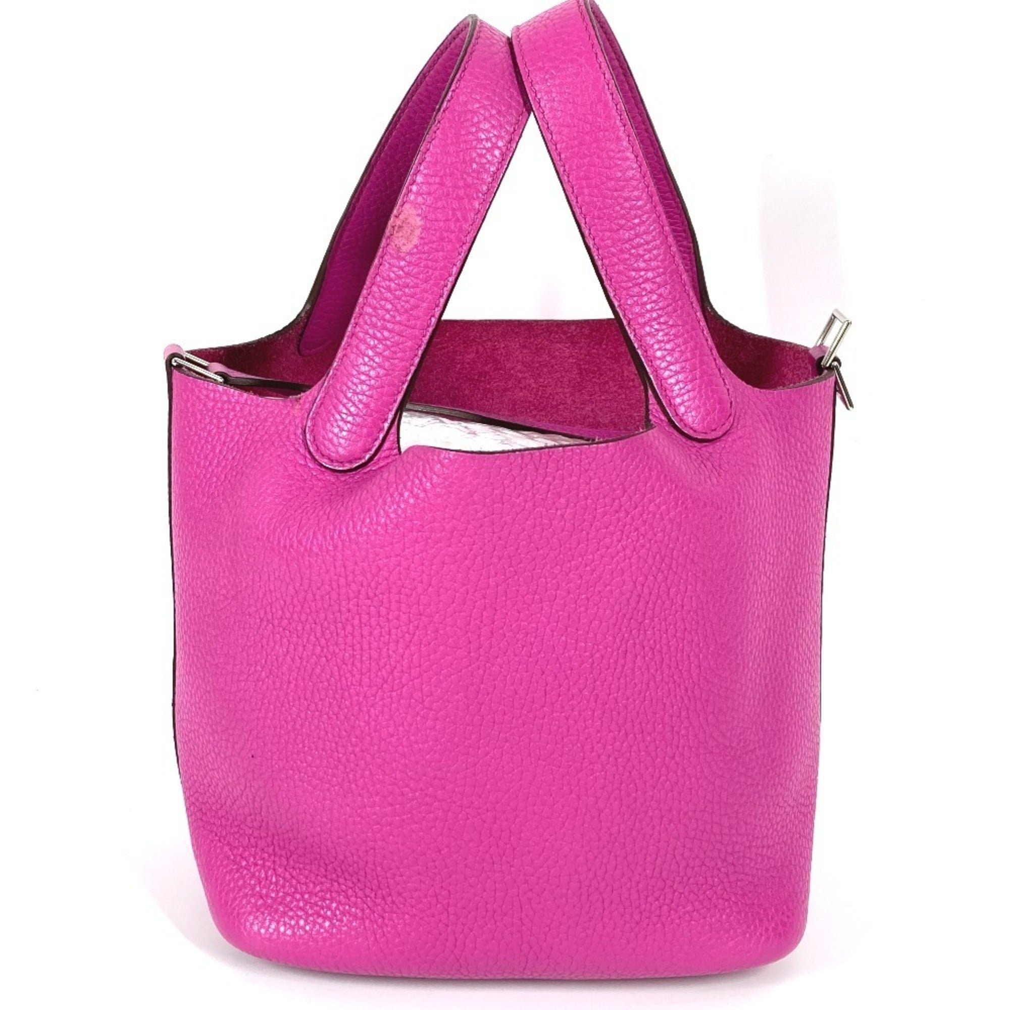 Hermes Pink Taurillon Clemence Leather Handbag Tote Bag (Pre-Owned)