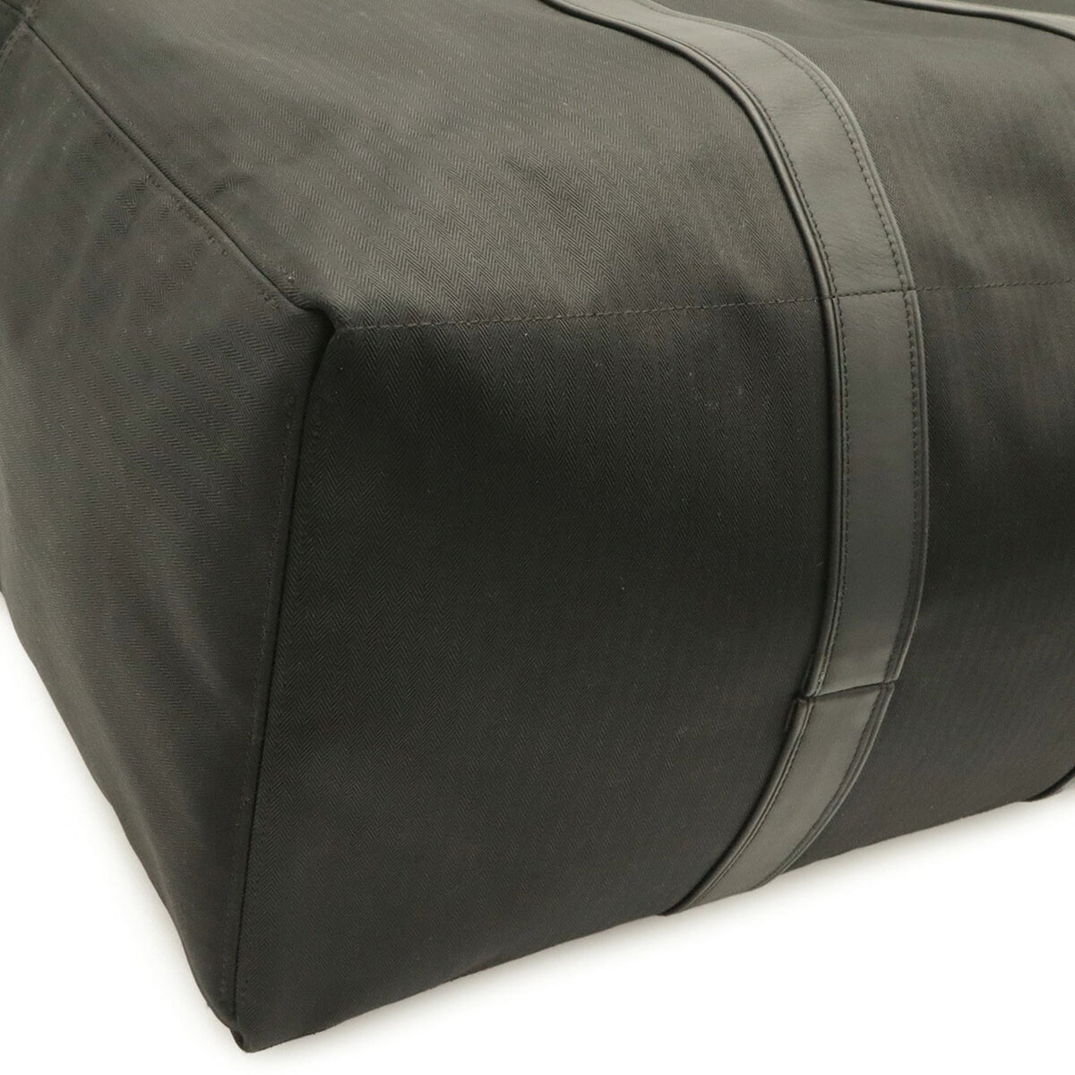 Hermes Black Toile Chevron Boston Bag Handbag Tote Bag (Pre-Owned)