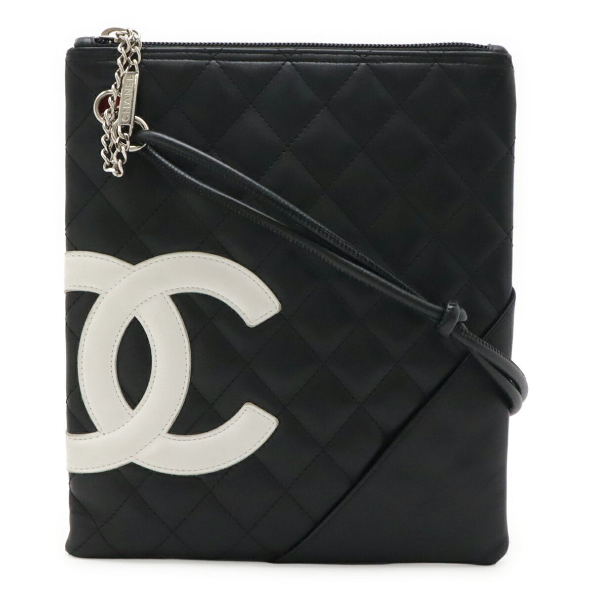 Chanel Black White Leather Shoulder Bag (Pre-Owned)