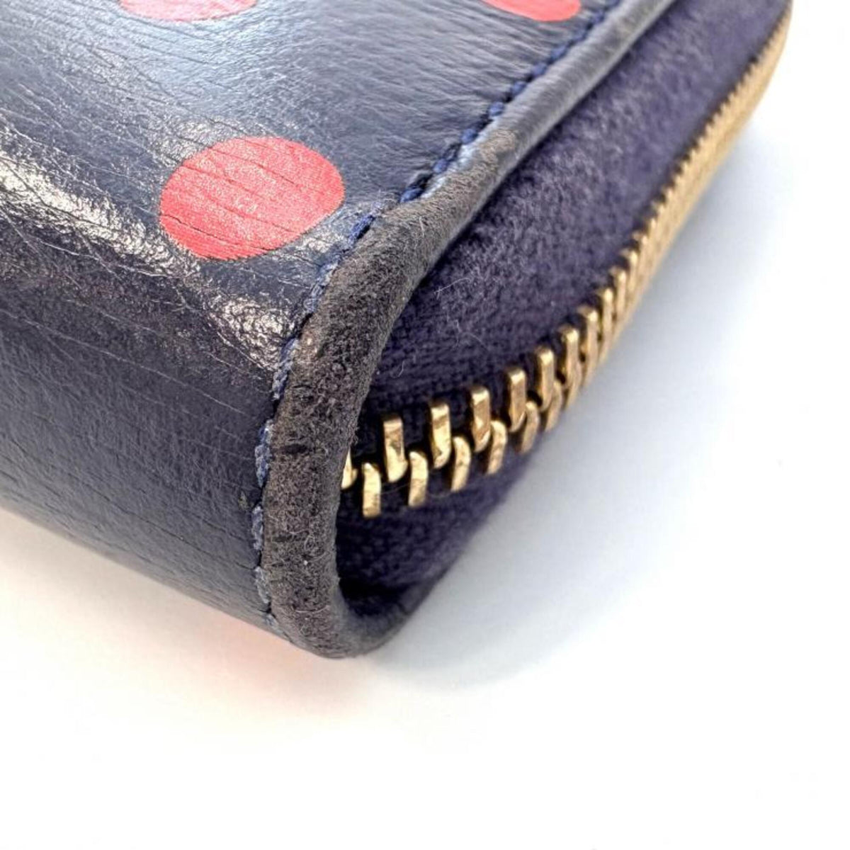 Gucci Navy Red Color Leather Long Wallet (Bi-Fold) (Pre-Owned)