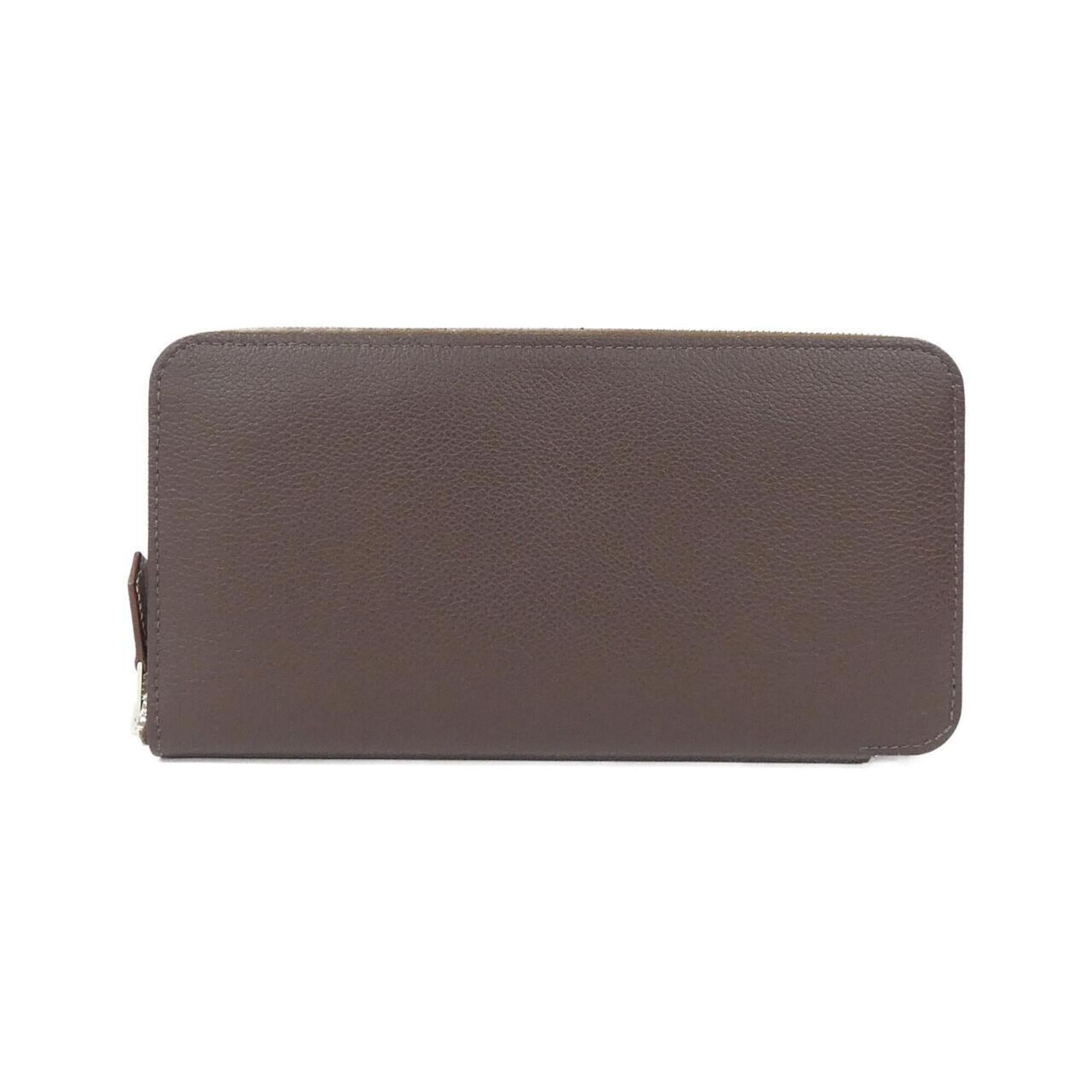 Hermes Brown Silk Leather Long Wallet (Bi-Fold) (Pre-Owned)