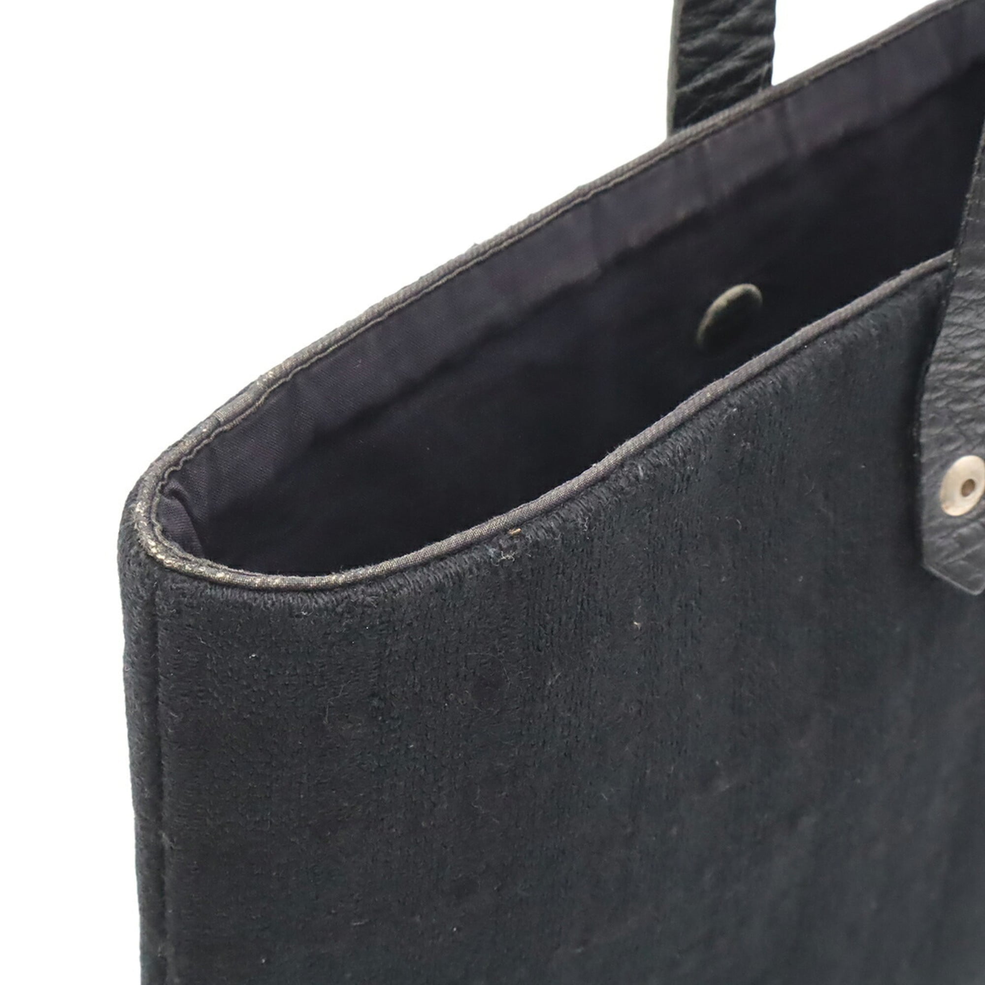 Hermes Ahmedabad Black Cotton Canvas Leather Handbag Tote Bag (Pre-Owned)