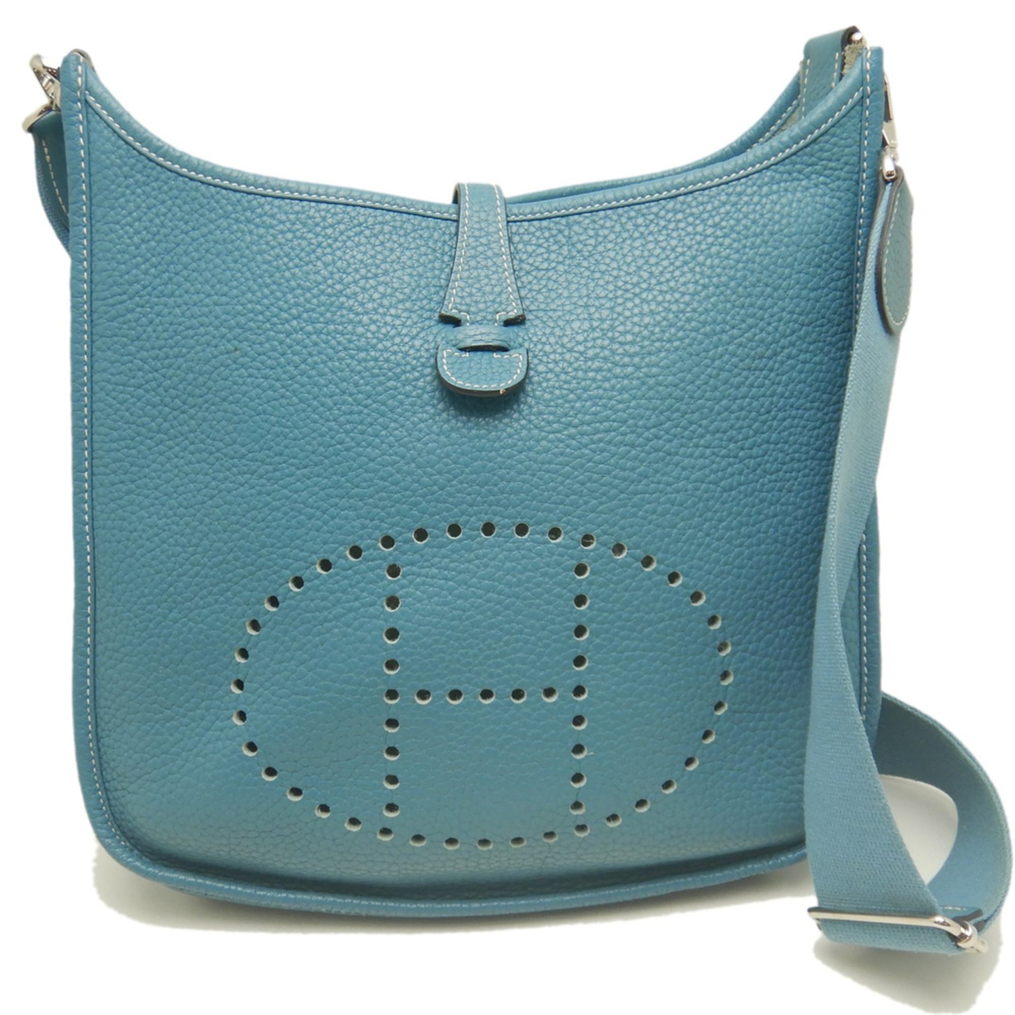 Hermes Evelyne Blue Jean Taurillon Clemence Leather Shoulder Bag (Pre-Owned)