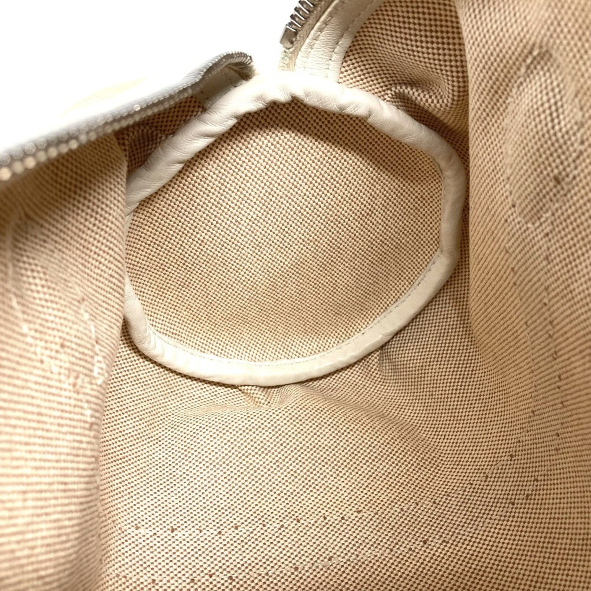 Hermes Beige White Toile H Boston Bag Handbag (Pre-Owned)