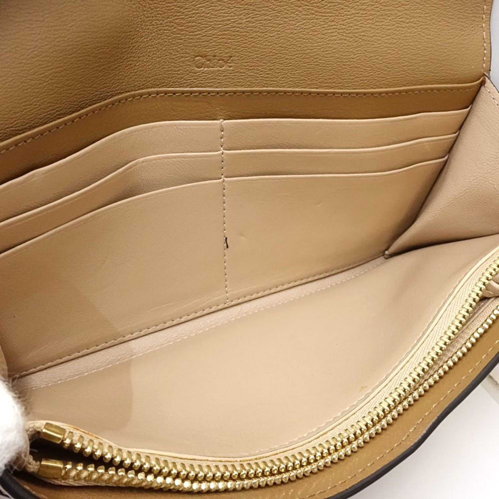 Chloé Metallic Gold Leather Long Wallet (Bi-Fold) (Pre-Owned)