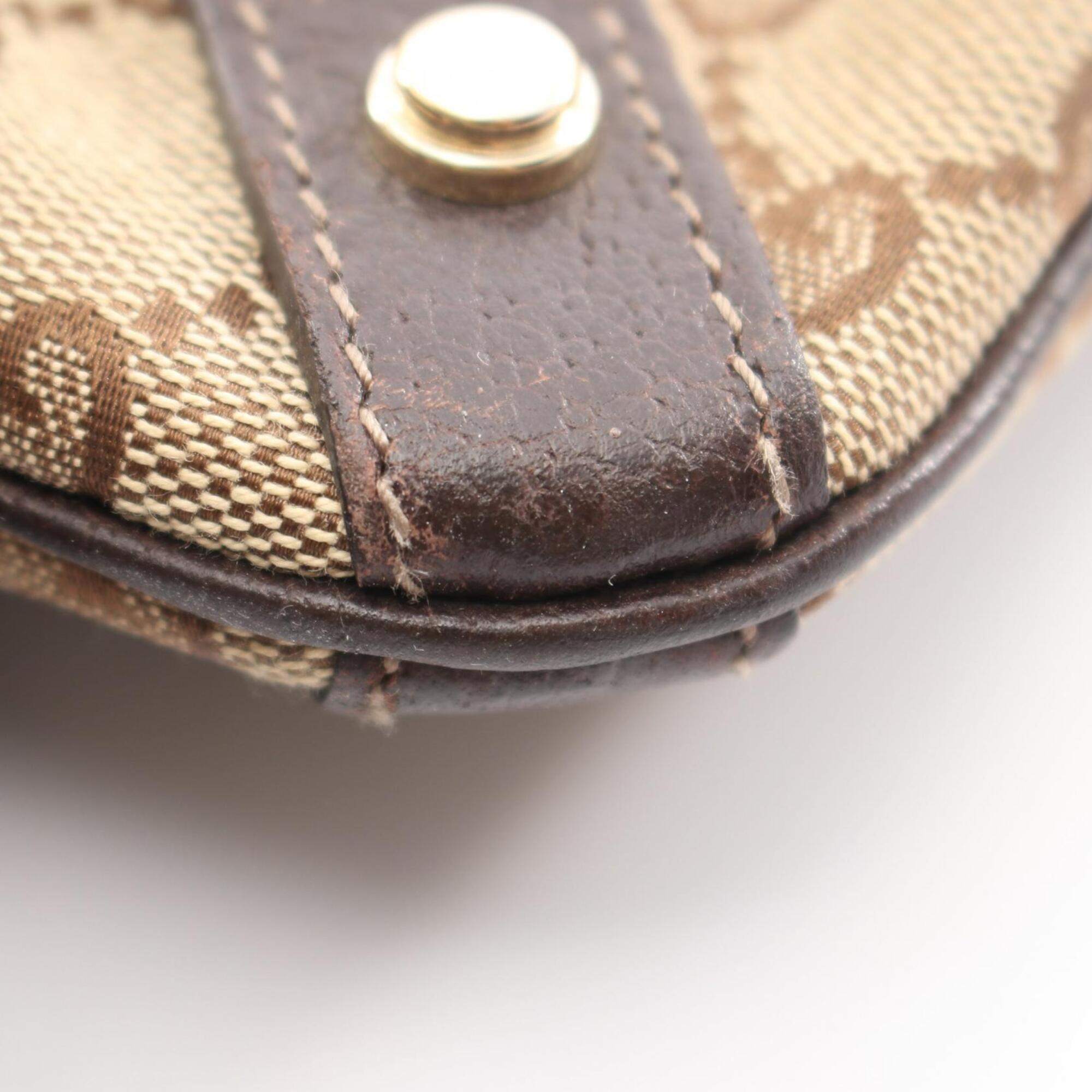 Gucci Beige Brown Canvas Leather Handbag Shoulder Bag (Pre-Owned)