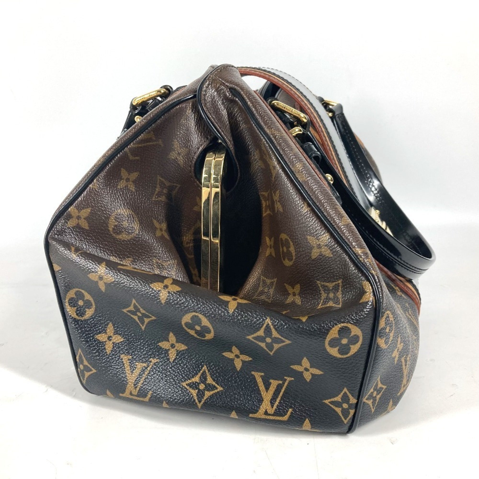 Louis Vuitton Black Brown Canvas Boston Bag Shoulder Bag (Pre-Owned)