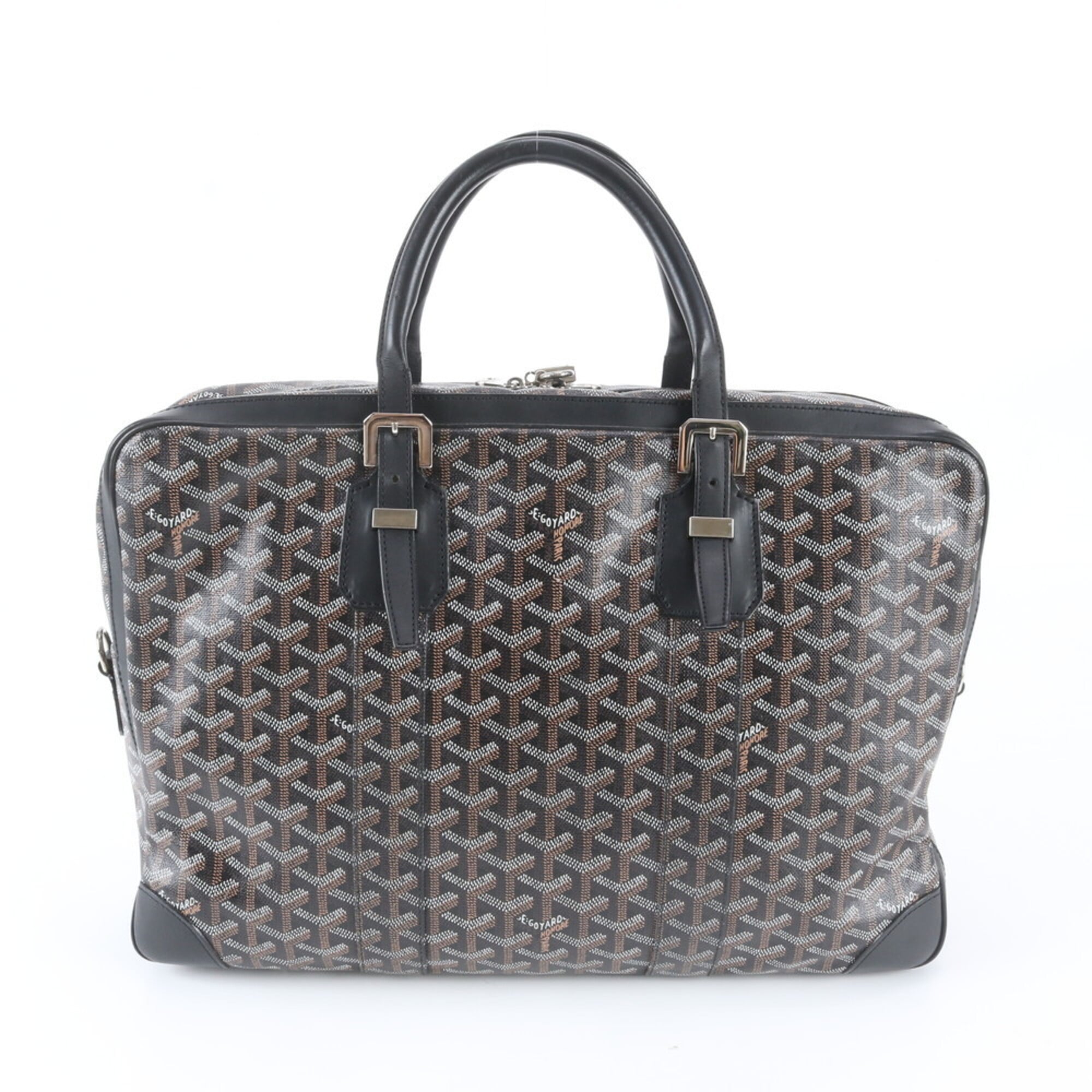 Goyard Black Brown Leather Coated Canvas Briefcase Tote Bag (Pre-Owned)