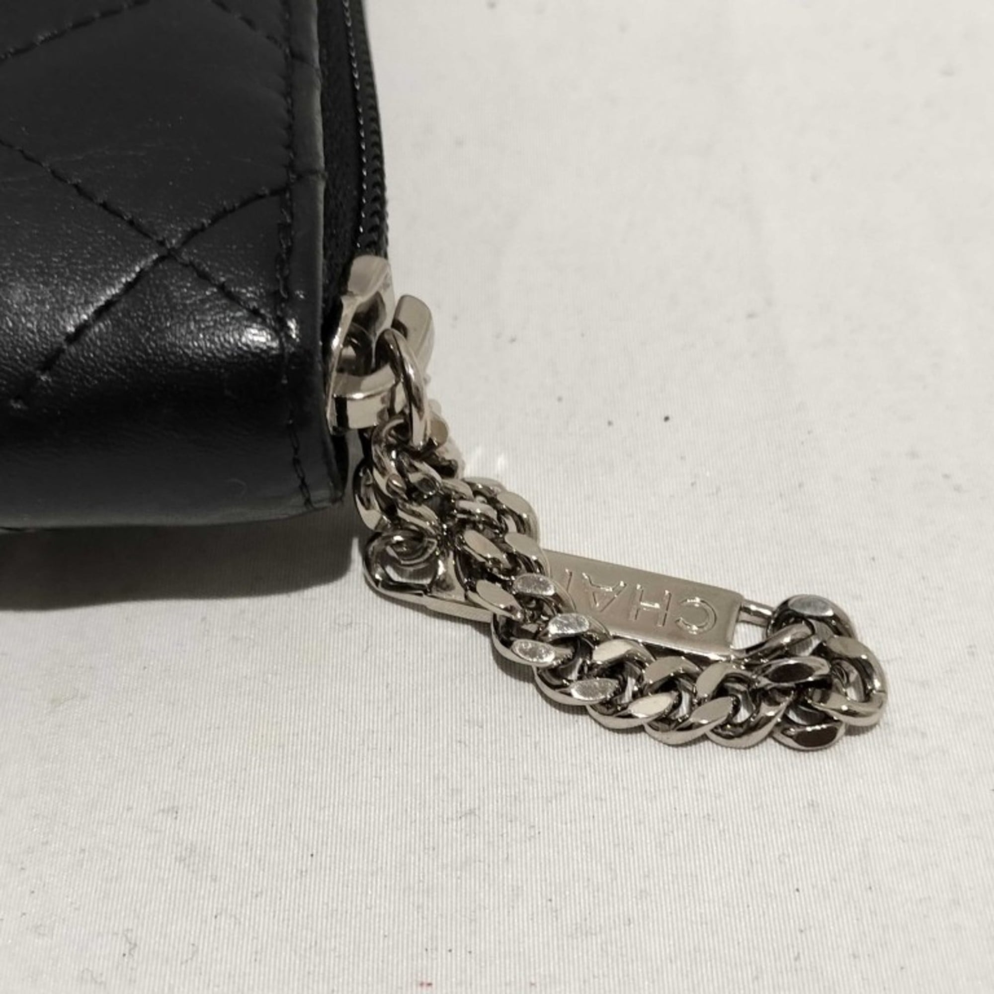 Chanel Black Pink Leather Long Wallet (Bi-Fold) (Pre-Owned)