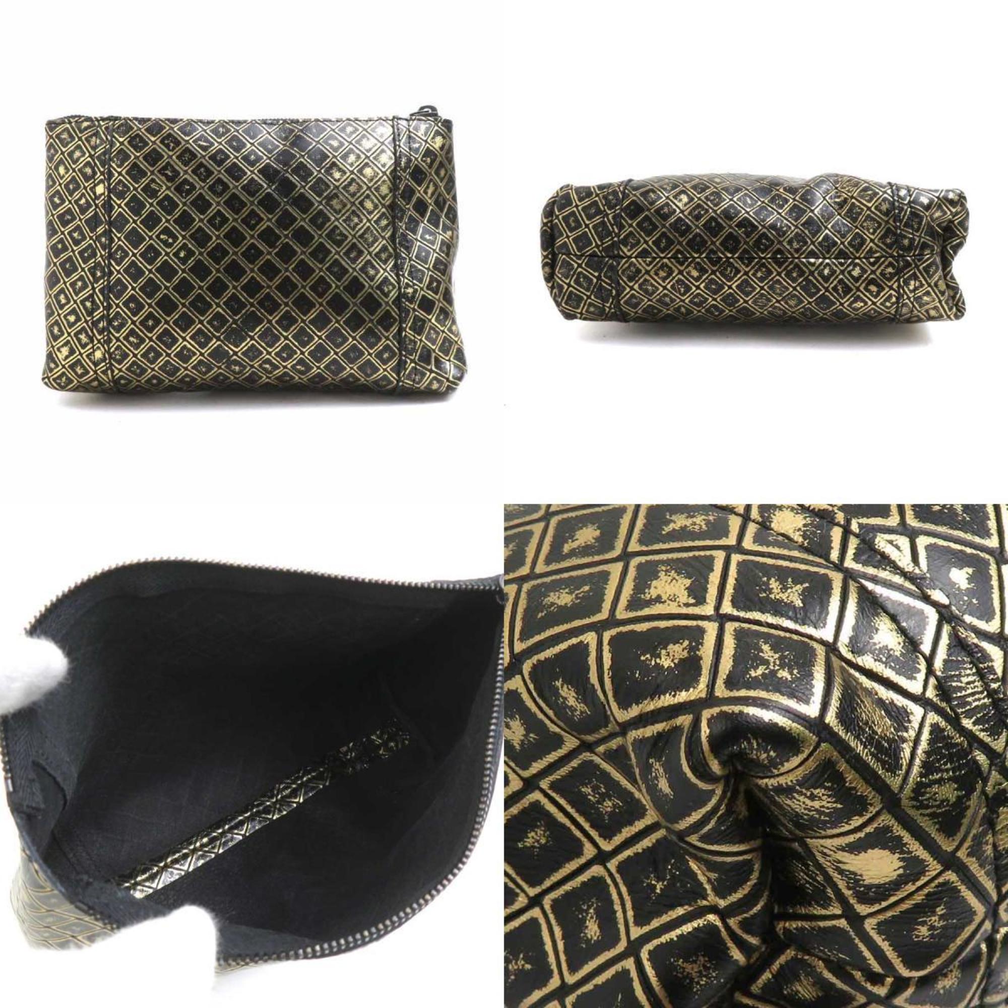 Bottega Veneta Black Gold Leather Pouch (Pre-Owned)