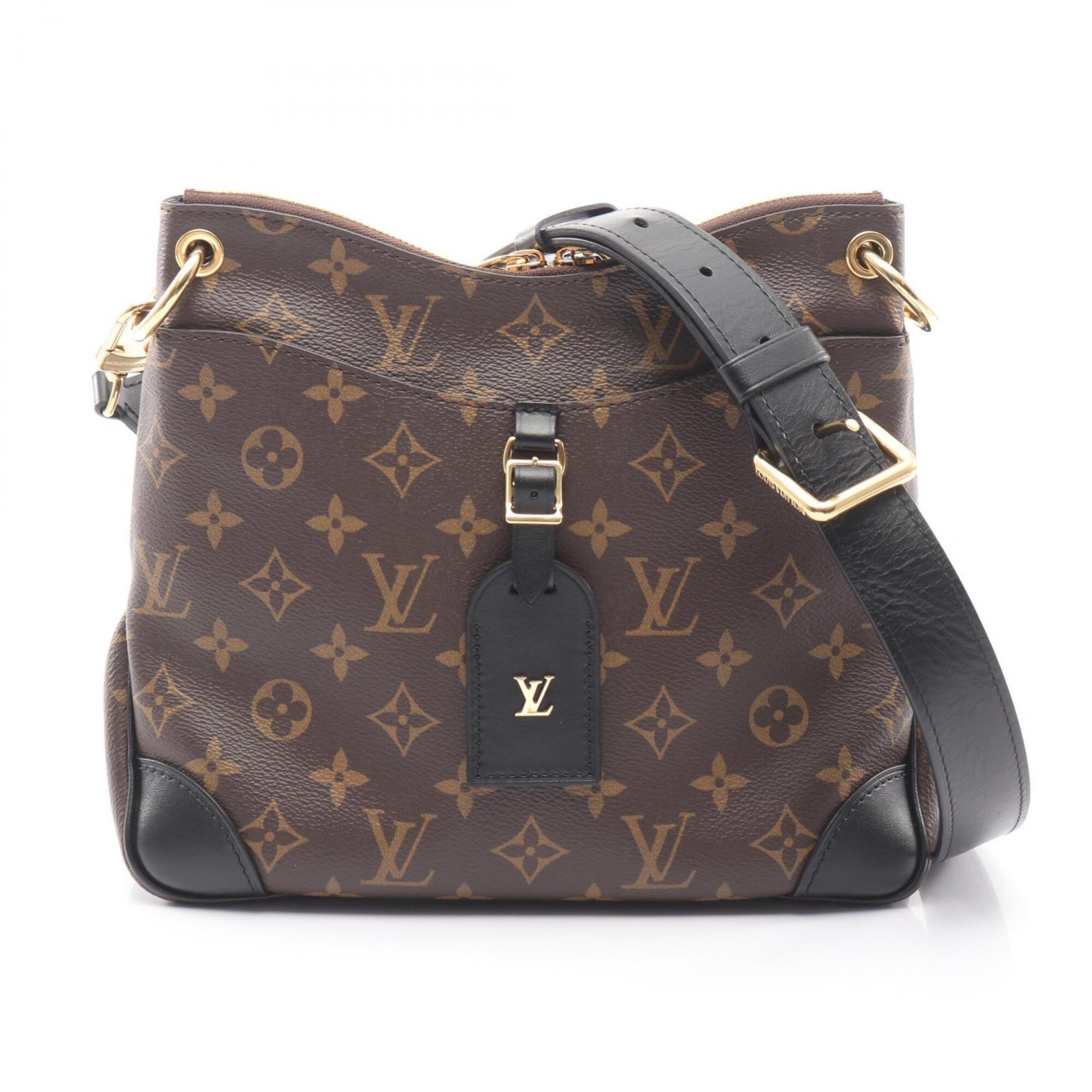 Louis Vuitton Black Brown Monogram Coated Canvas Leather Shoulder Bag (Pre-Owned)