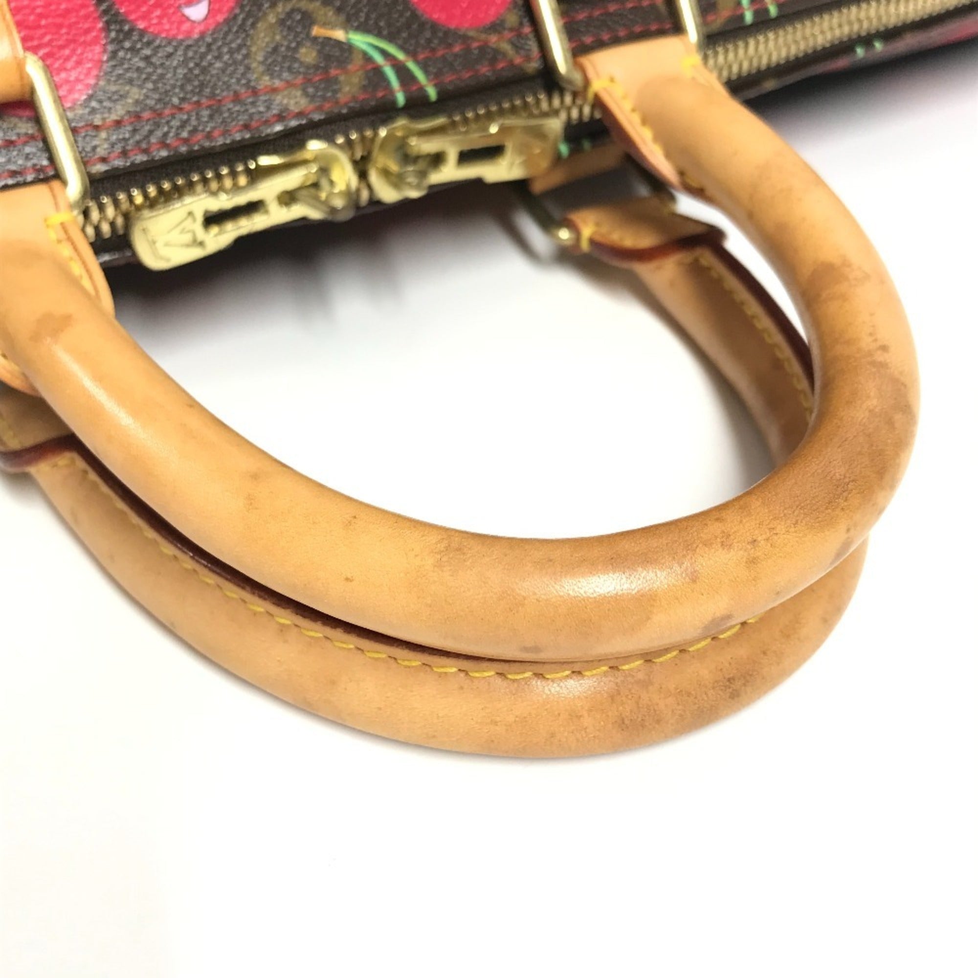 Louis Vuitton Brown Red Color Monogram Cherry Blossom Canvas Boston Bag (Pre-Owned)