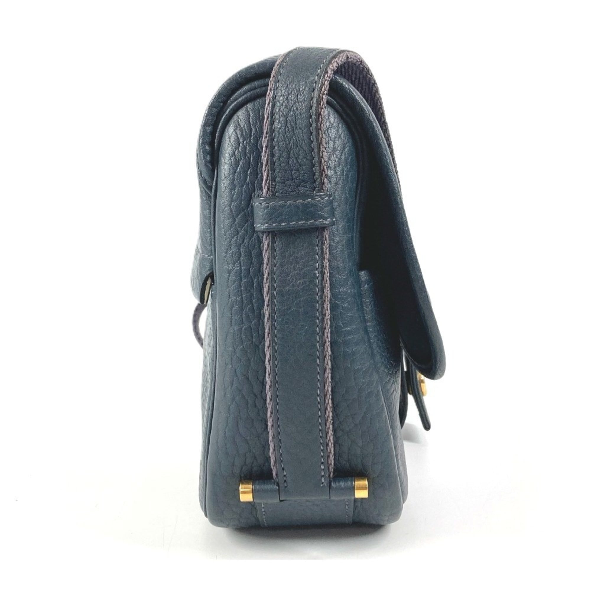 Hermes Navy Leather Shoulder Bag (Pre-Owned)