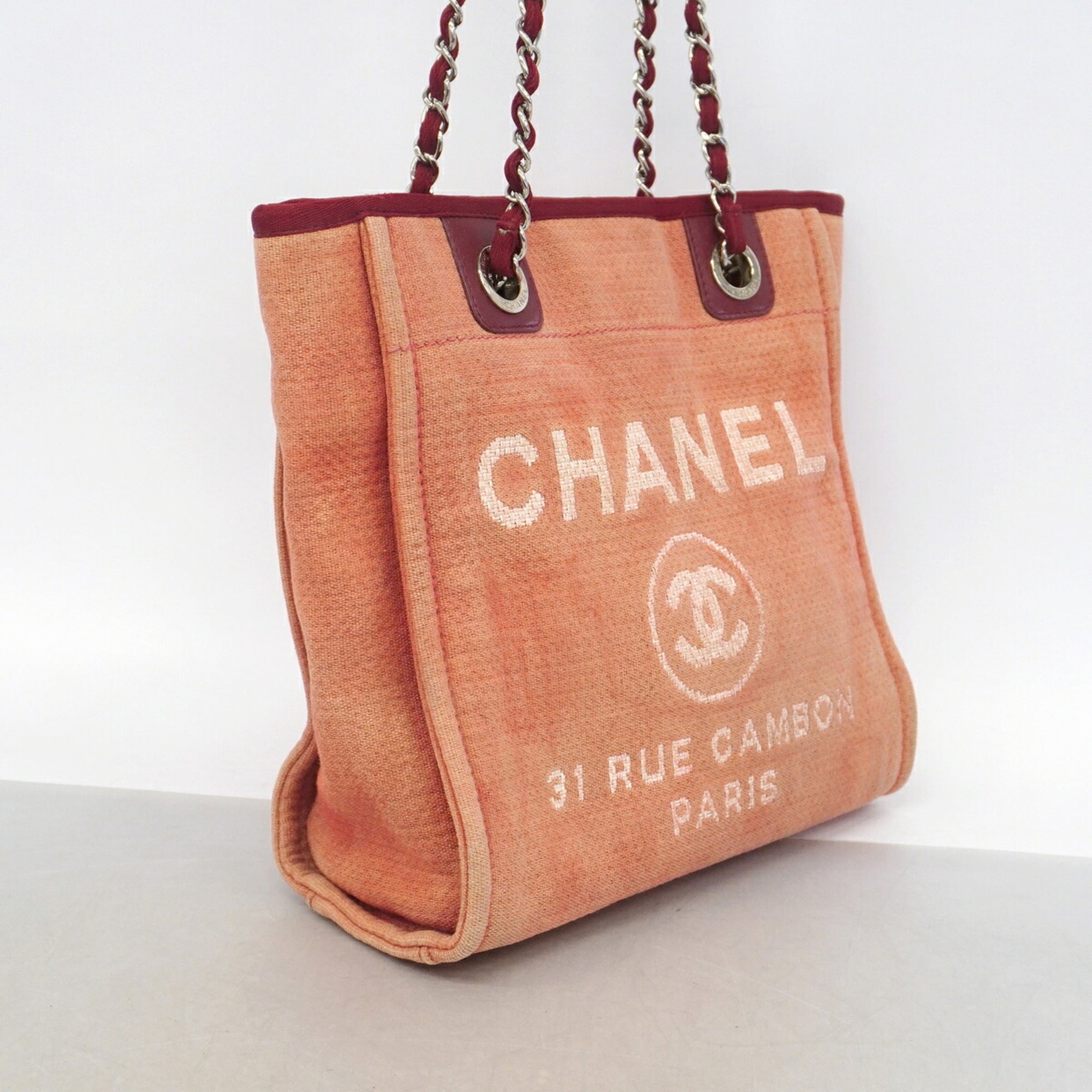 Chanel Red Color Canvas Tote Bag (Pre-Owned)