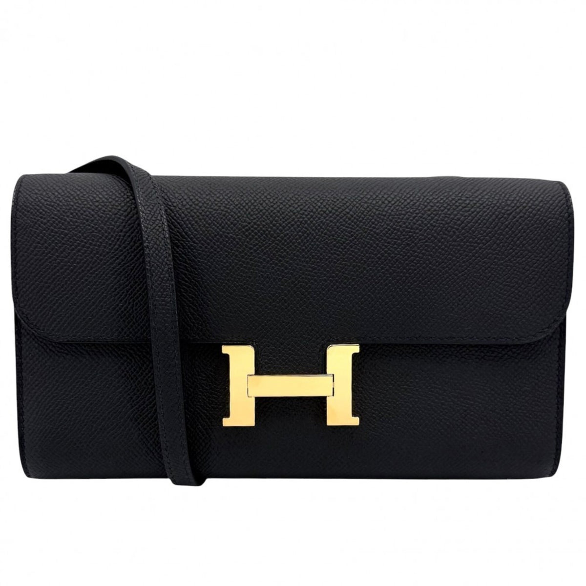 Hermes Black Epsom Leather Chain/Shoulder Wallet (Pre-Owned)
