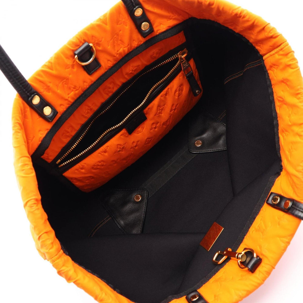 Louis Vuitton Black Lv Orange Orange Leather Microfiber Handbag Tote Bag (Pre-Owned)
