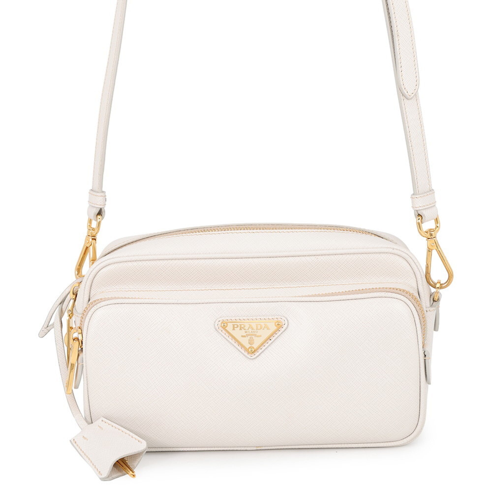 Prada White Leather Handbag Shoulder Bag (Pre-Owned)