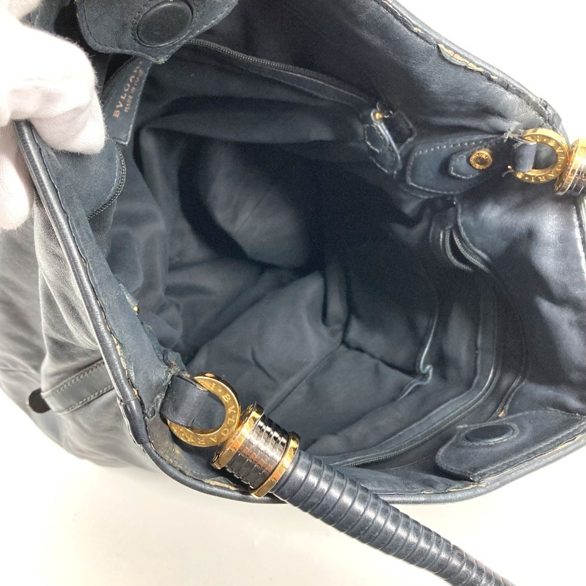Bvlgari B.Zero1 Navy Leather Shoulder Bag Tote Bag (Pre-Owned)