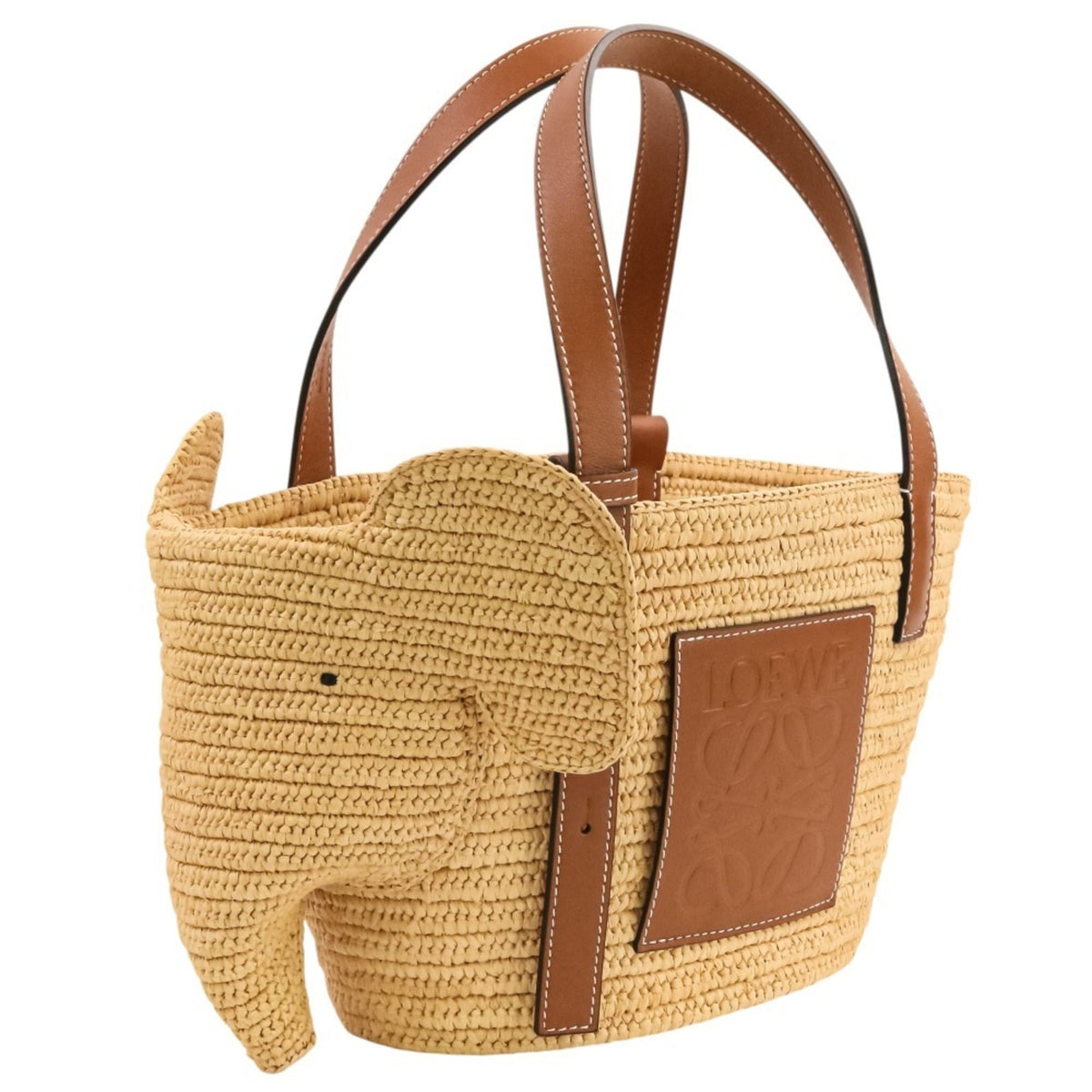 Loewe Brown Raffia Leather Basket Handbag Tote Bag (Pre-Owned)
