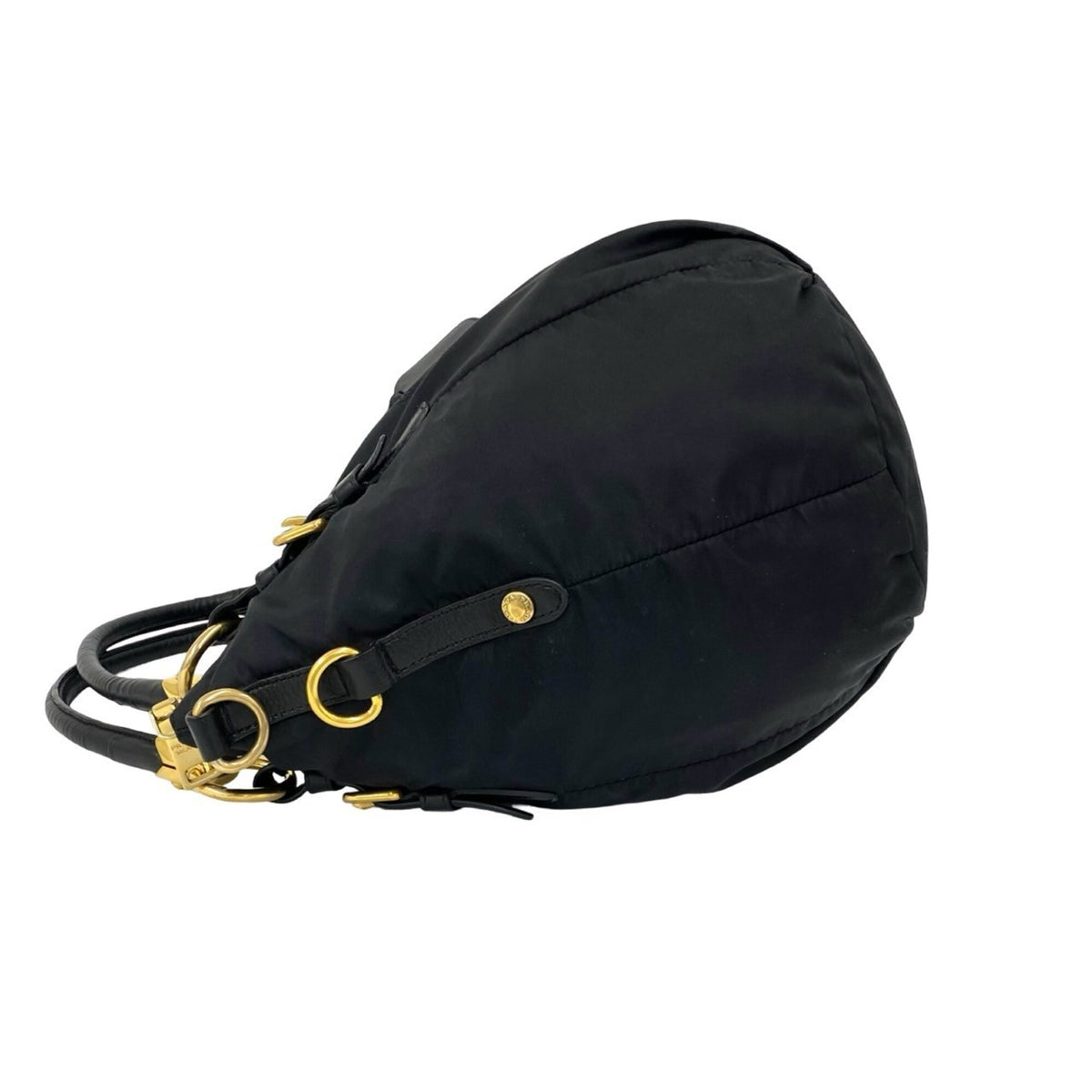 Prada Black Nylon Leather Handbag Shoulder Bag Tote Bag (Pre-Owned)