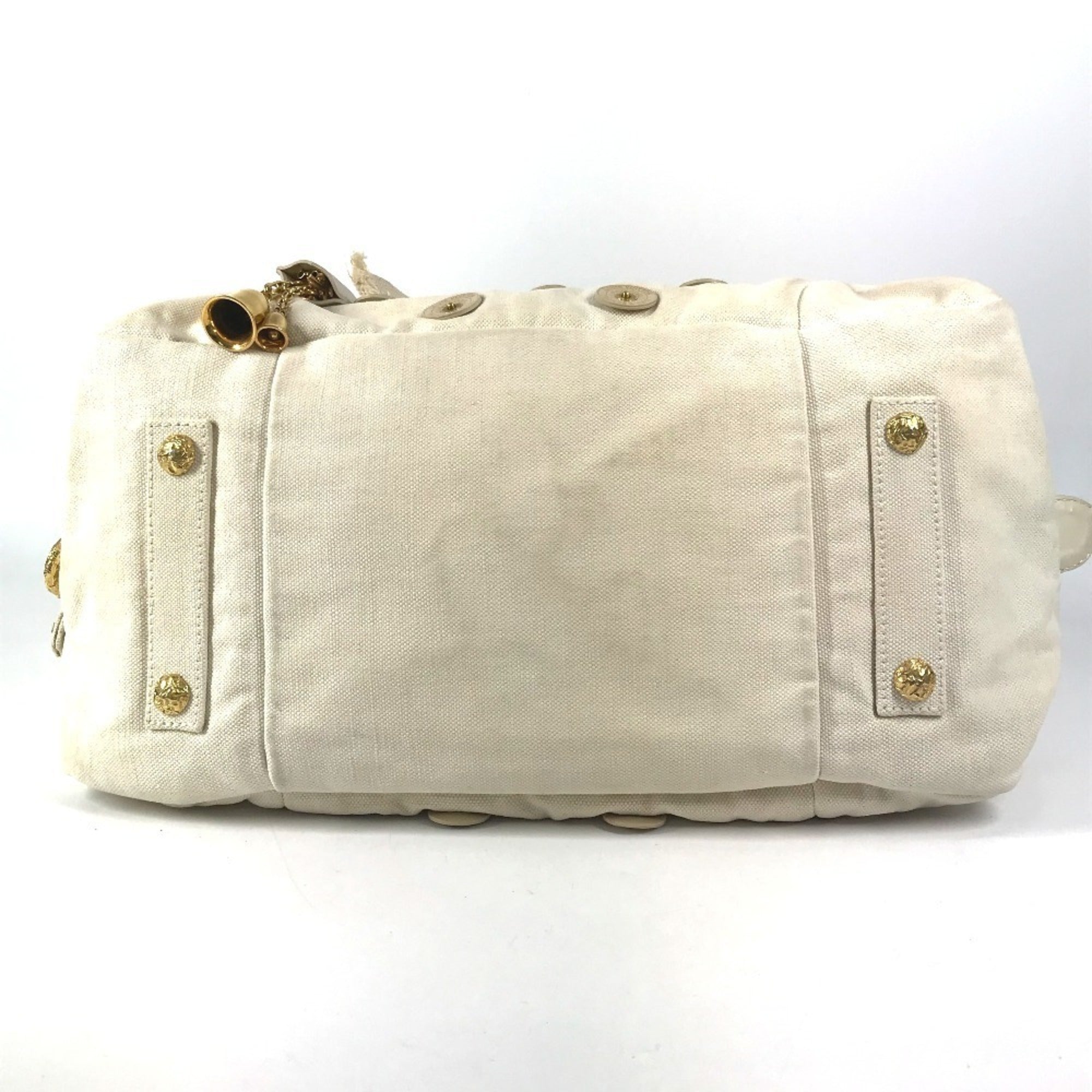 Louis Vuitton White Canvas Boston Bag Handbag Shoulder Bag (Pre-Owned)