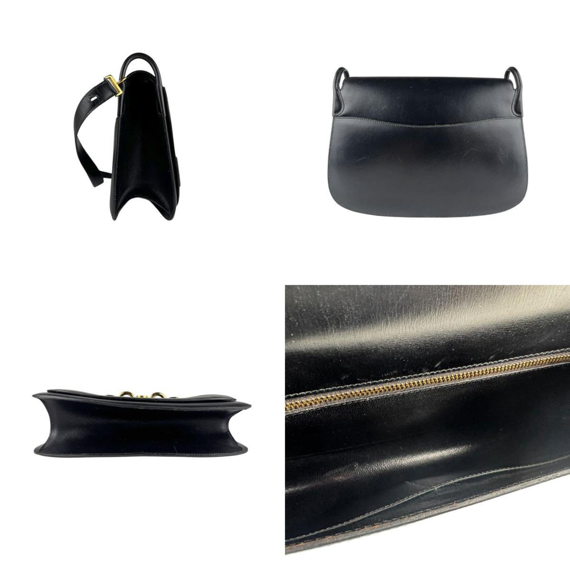 Hermes Black Box Calf Leather Shoulder Bag (Pre-Owned)