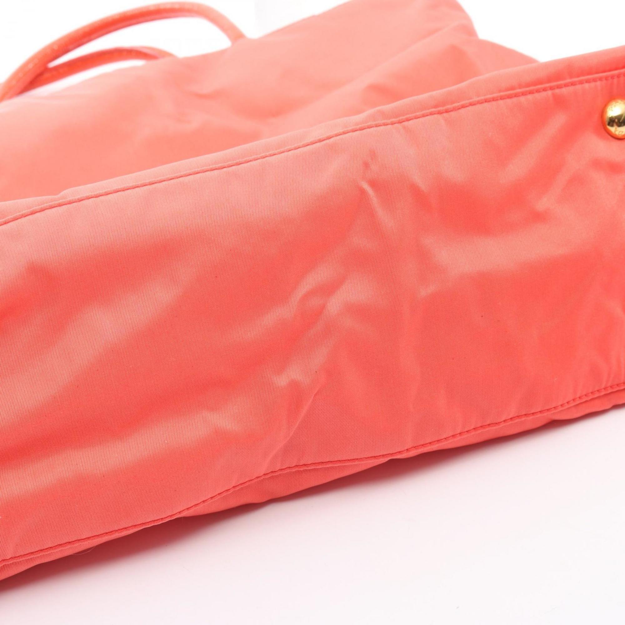 Prada Orange Nylon Patent Leather Handbag Tote Bag (Pre-Owned)