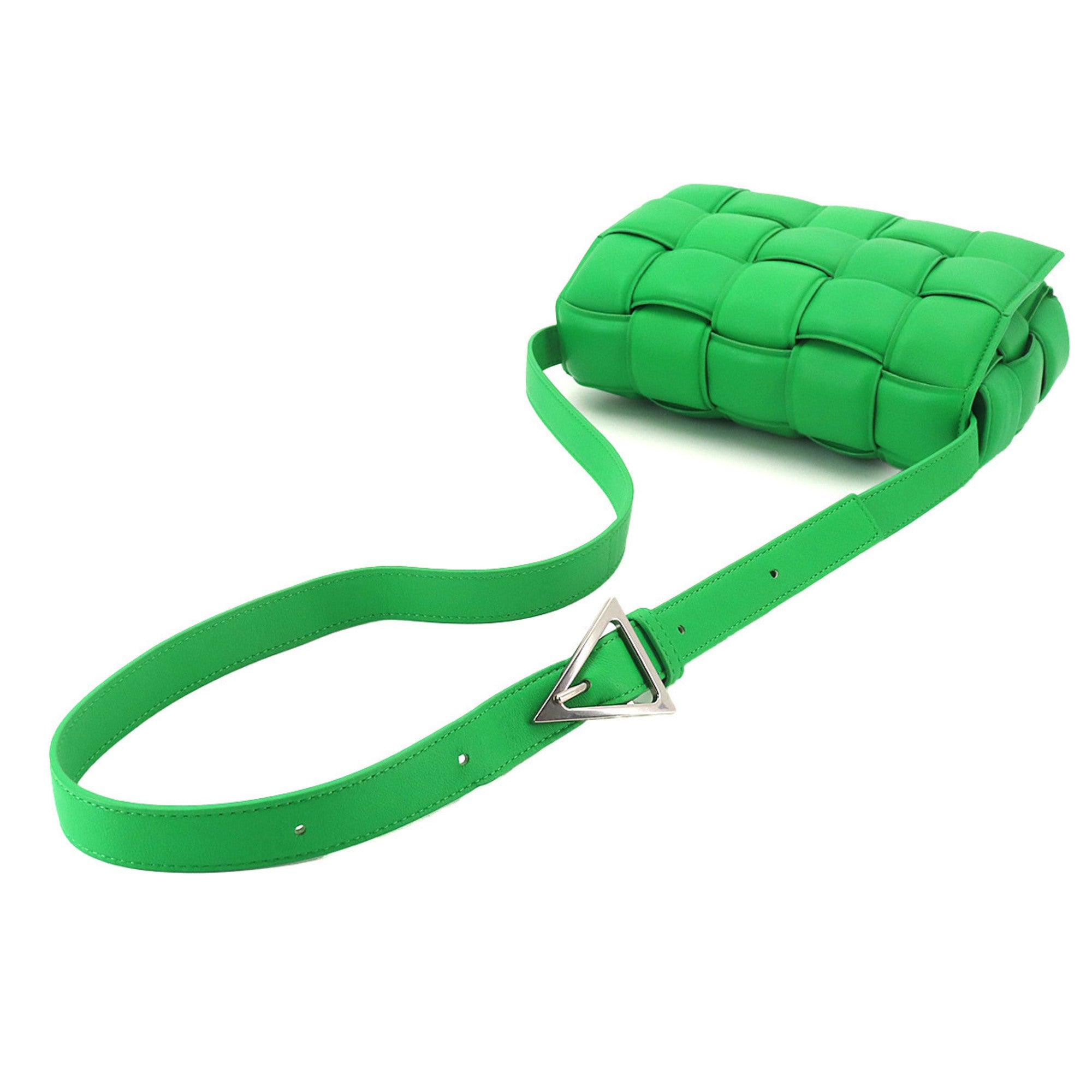 Bottega Veneta Green Leather Handbag Shoulder Bag (Pre-Owned)