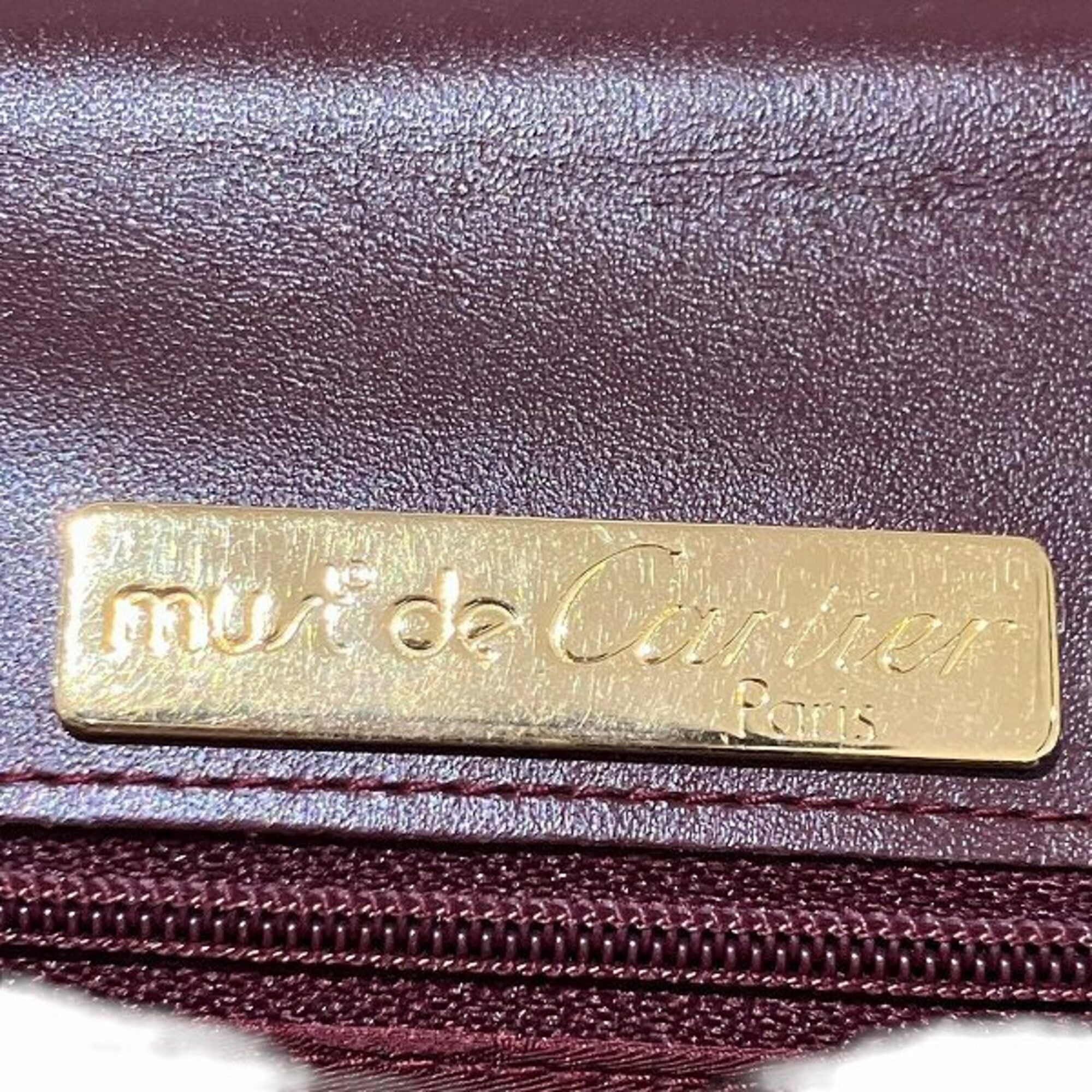 Cartier Must Bordeaux Leather Handbag Shoulder Bag (Pre-Owned)