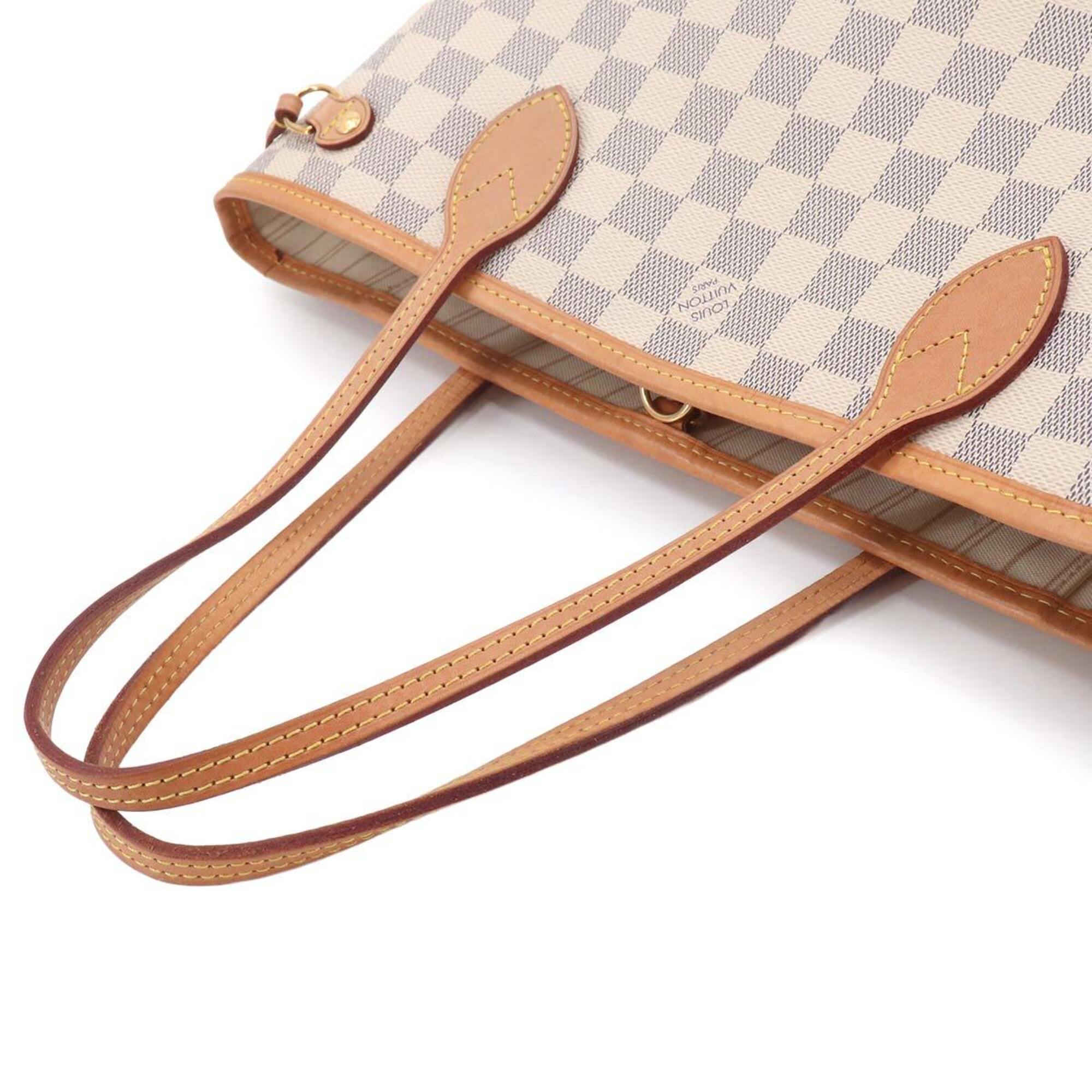 Louis Vuitton Damier Azur White Faux Leather Handbag Pouch Tote Bag (Pre-Owned)