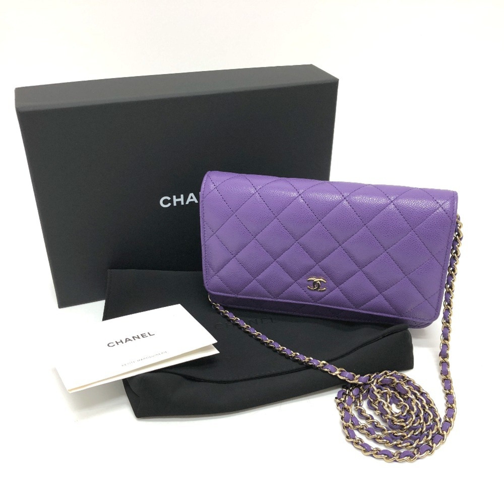 Chanel Matelasse Purple Caviar Leather Shoulder Bag (Pre-Owned)