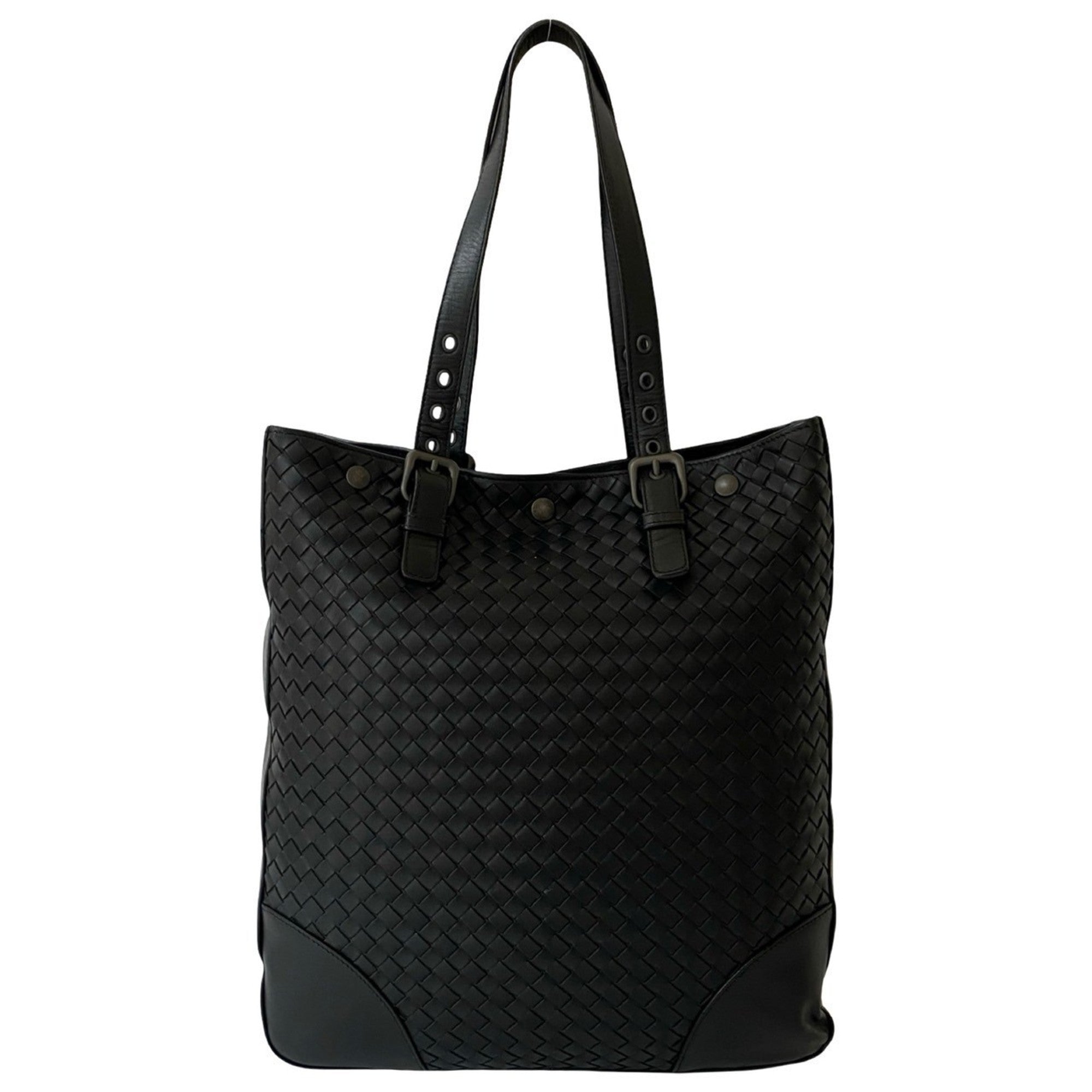 Bottega Veneta Black Leather Handbag Shoulder Bag Tote Bag (Pre-Owned)