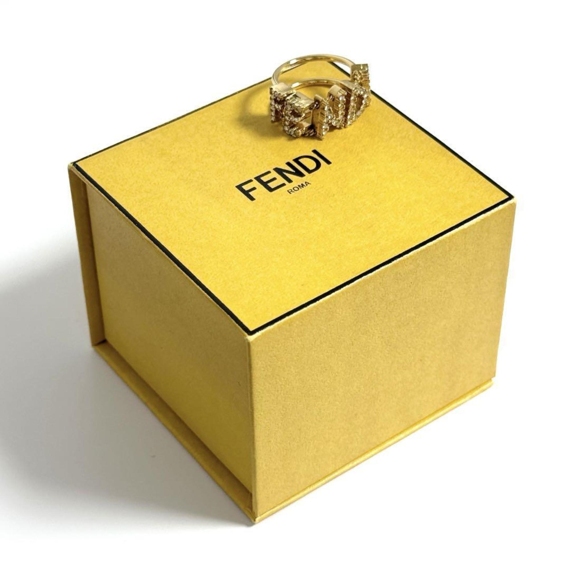 Fendi Metal Rhinestone Band Ring (Pre-Owned)