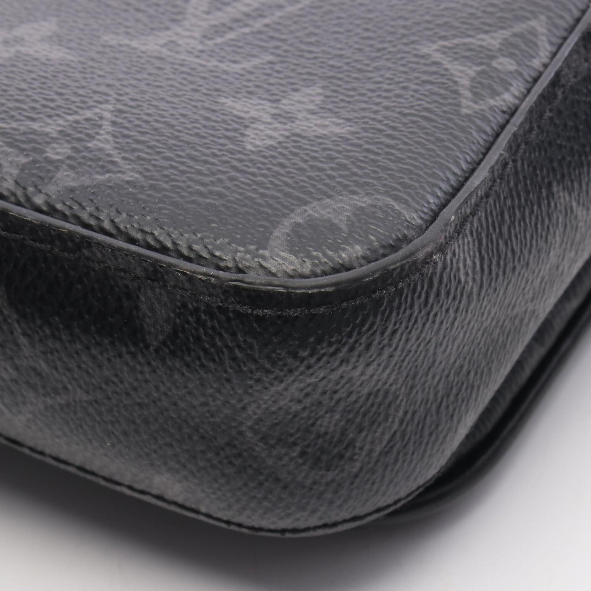 Louis Vuitton Black Gray Coated Canvas Leather Handbag Shoulder Bag (Pre-Owned)