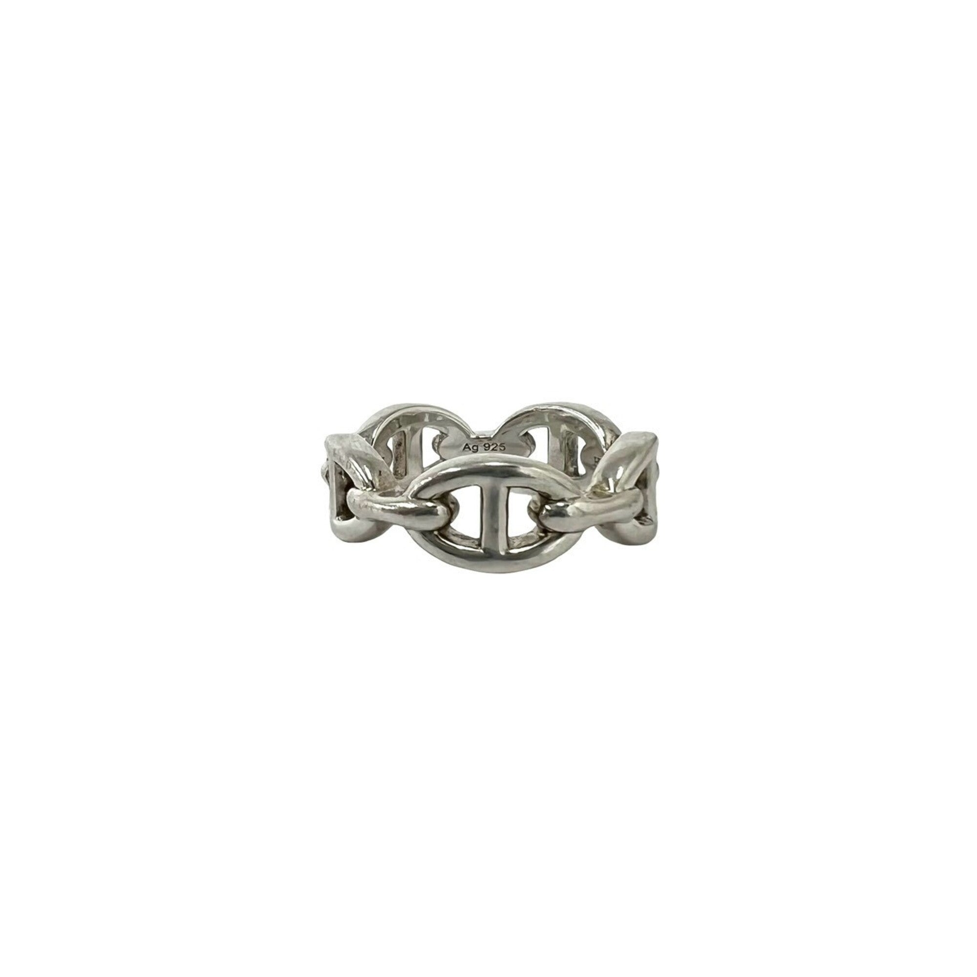 Hermes Silver Silver 925 Band Ring (Pre-Owned)