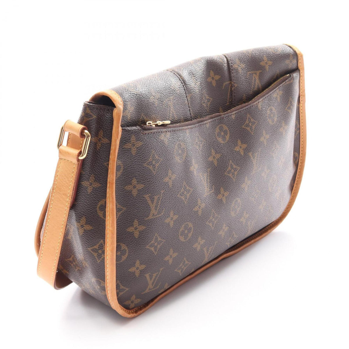 Louis Vuitton Brown Coated Canvas Leather Handbag Shoulder Bag (Pre-Owned)