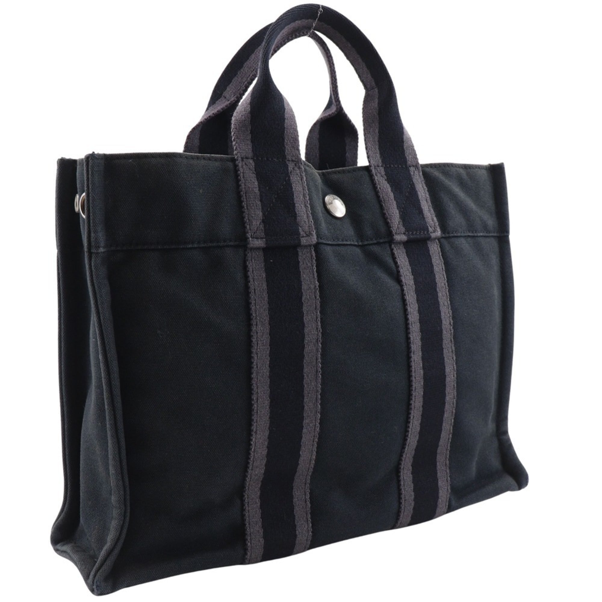 Hermes Black Cotton Canvas Handbag (Pre-Owned)
