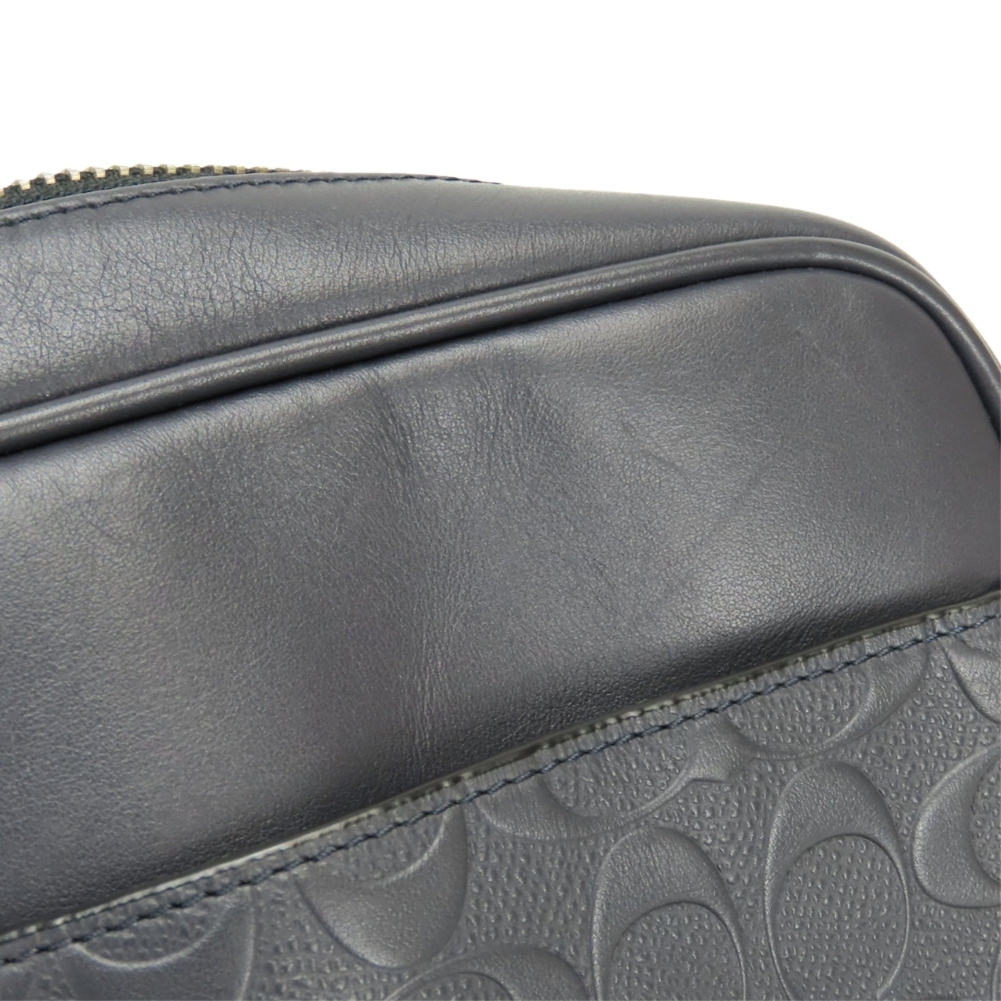 Coach Signature Black Gray Navy Leather Shoulder Bag (Pre-Owned)