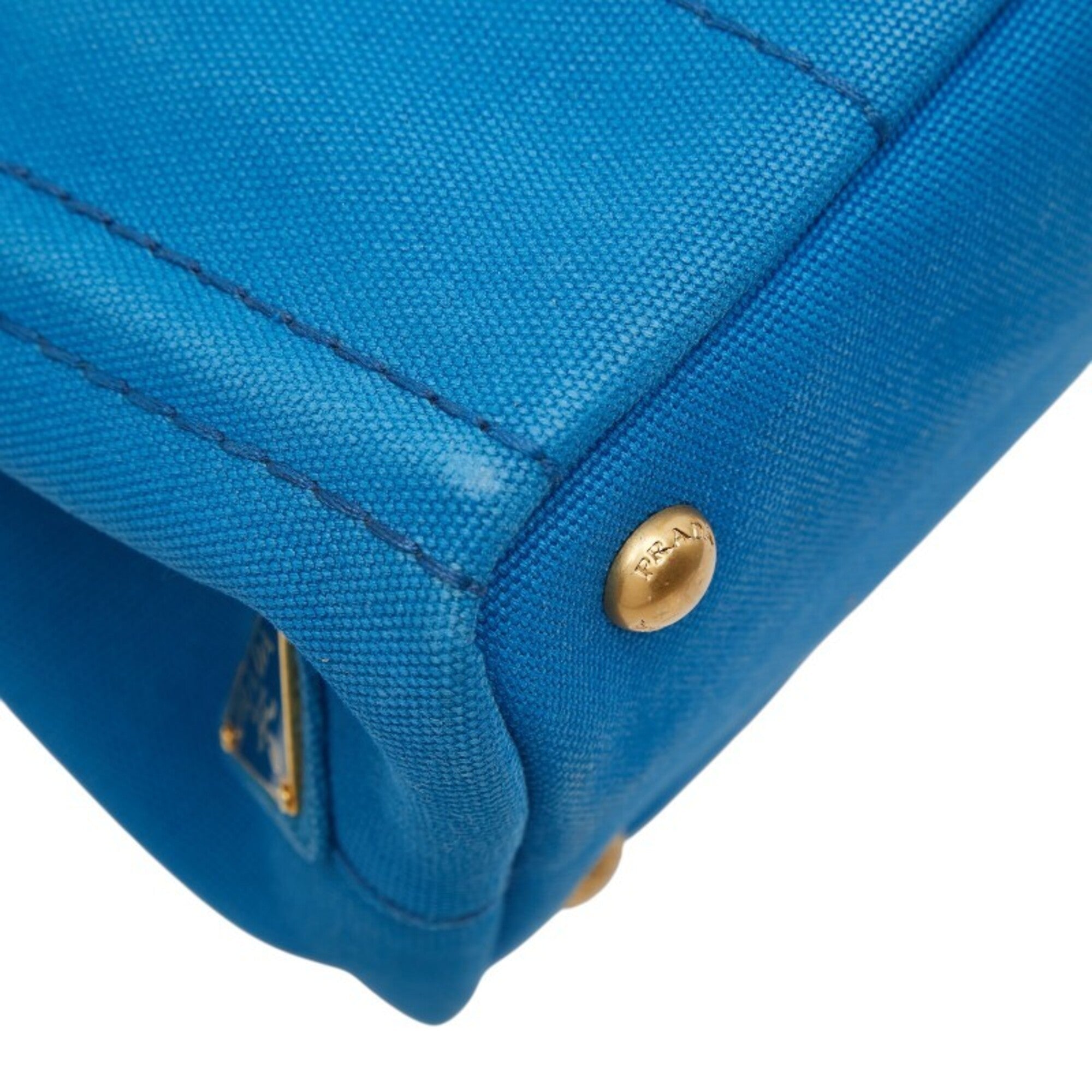 Prada Light Blue Canvas Handbag Shoulder Bag (Pre-Owned)