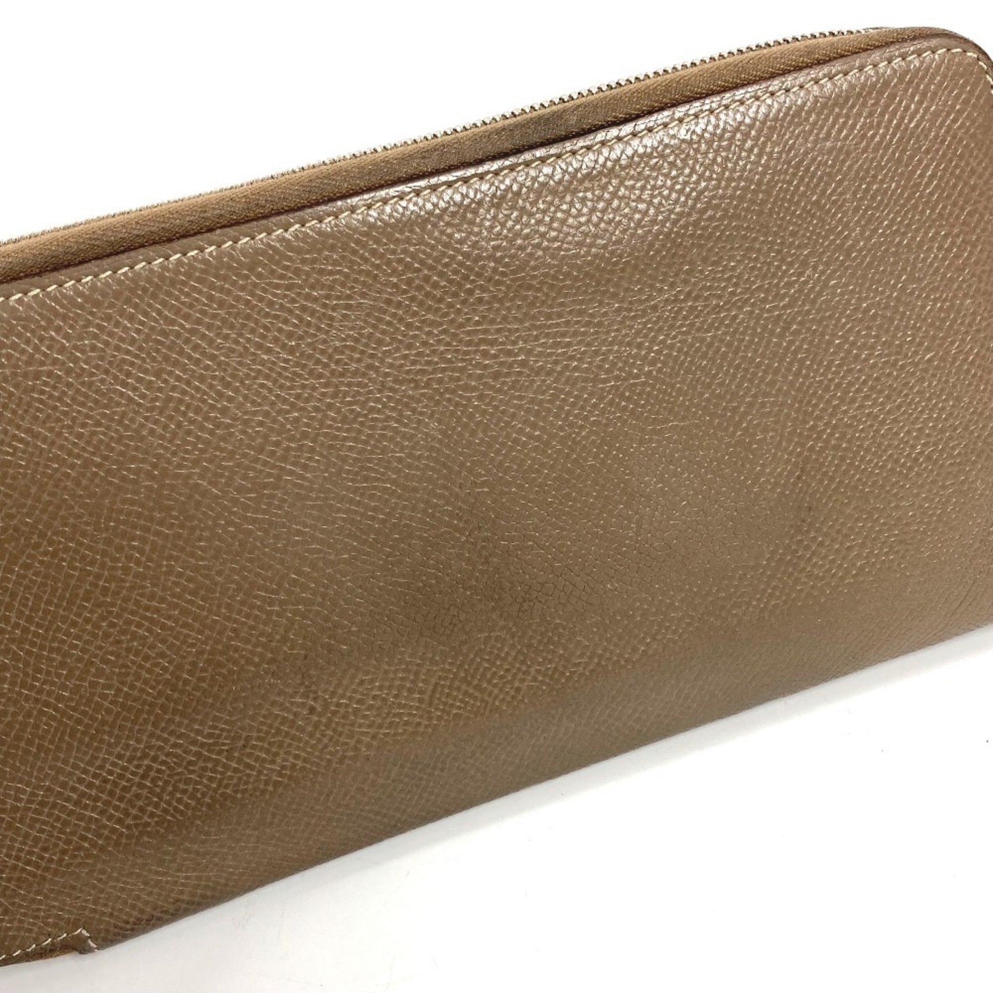 Hermes Silk'in Gray Epsom Leather Long Wallet (Bi-Fold) (Pre-Owned)