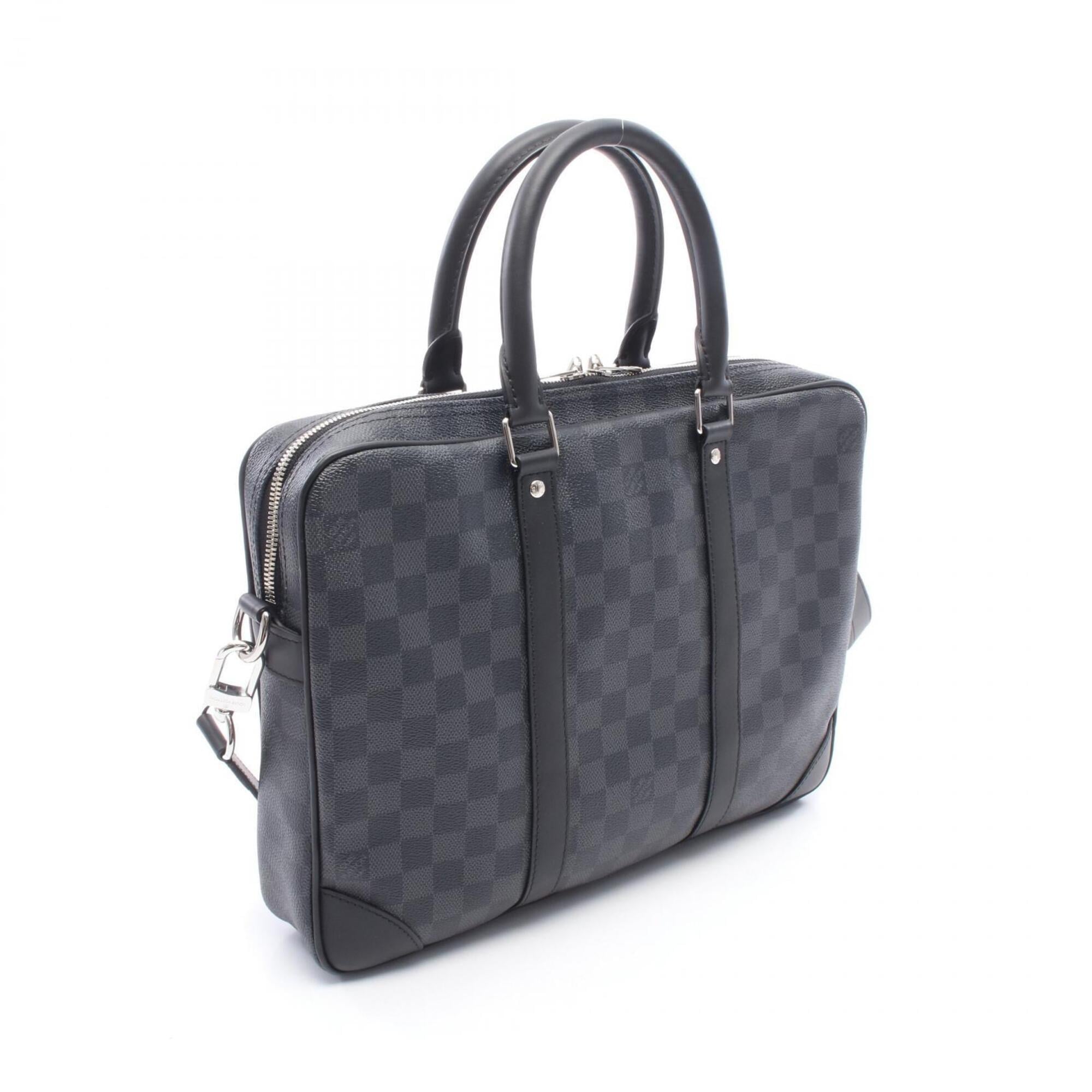 Louis Vuitton Black Damier Graphite Leather Briefcase Handbag (Pre-Owned)