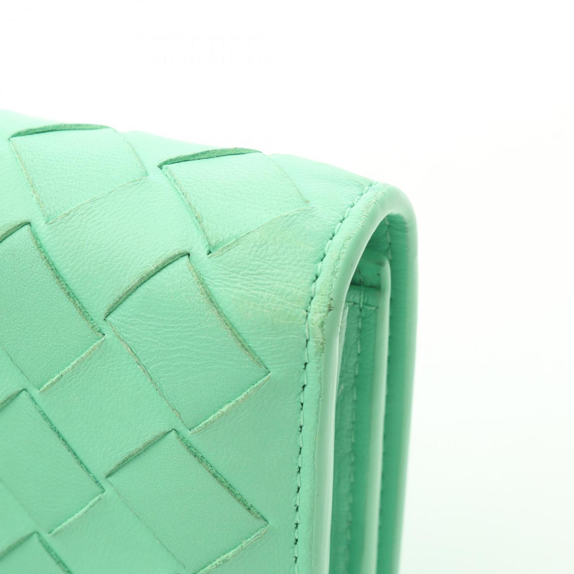 Bottega Veneta Green Leather Long Wallet (Bi-Fold) (Pre-Owned)