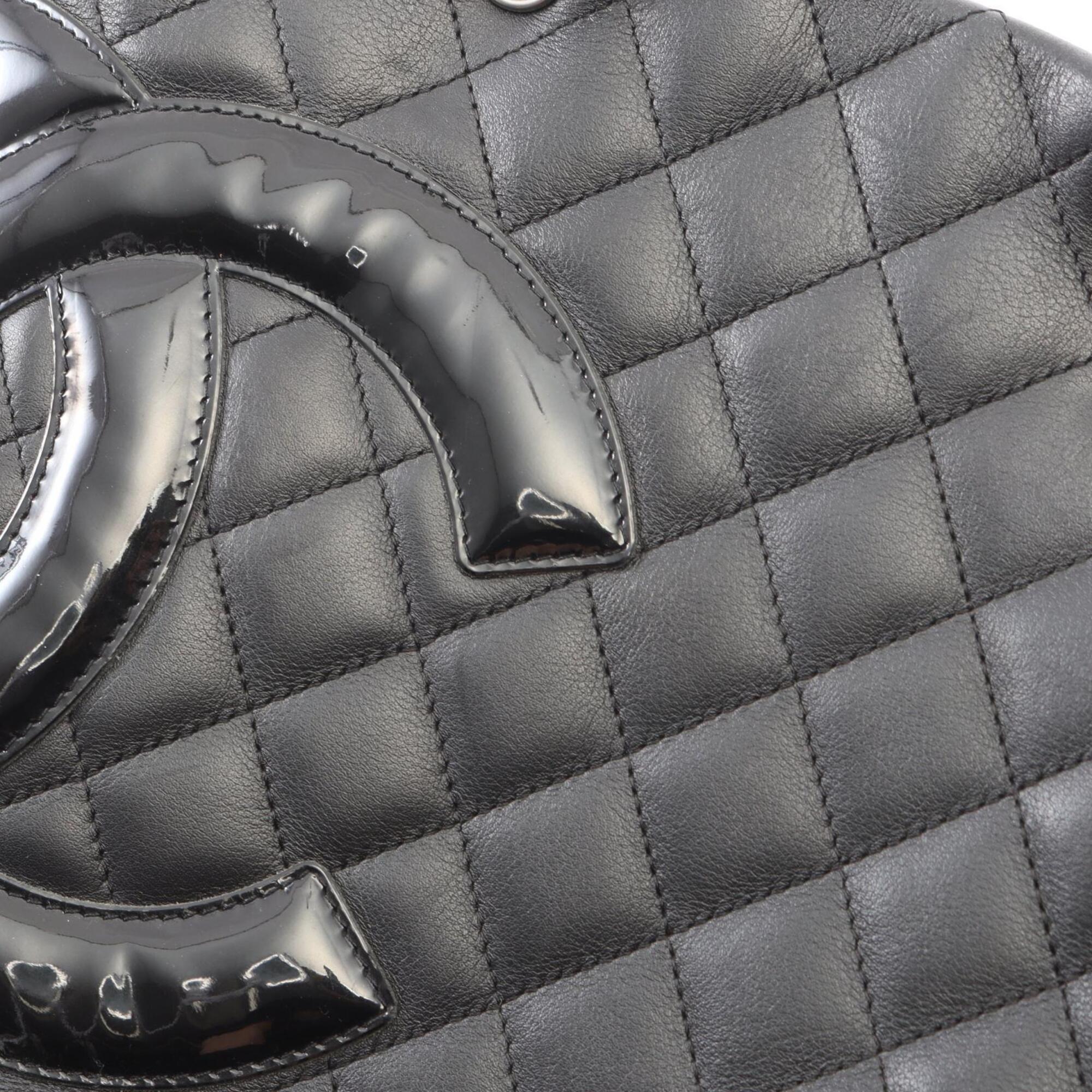 Chanel Black Patent Leather Leather Handbag Tote Bag (Pre-Owned)