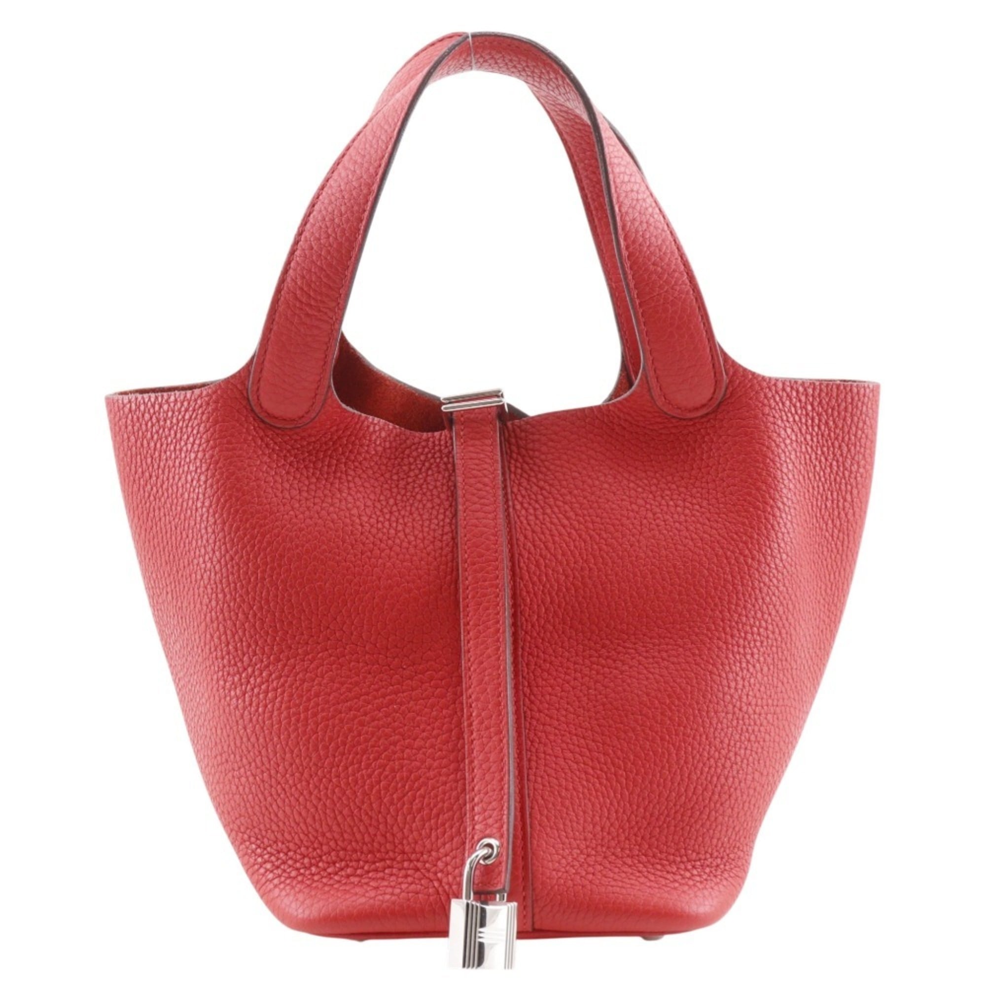 Hermes Picotin Red Color Taurillon Clemence Leather Handbag (Pre-Owned)
