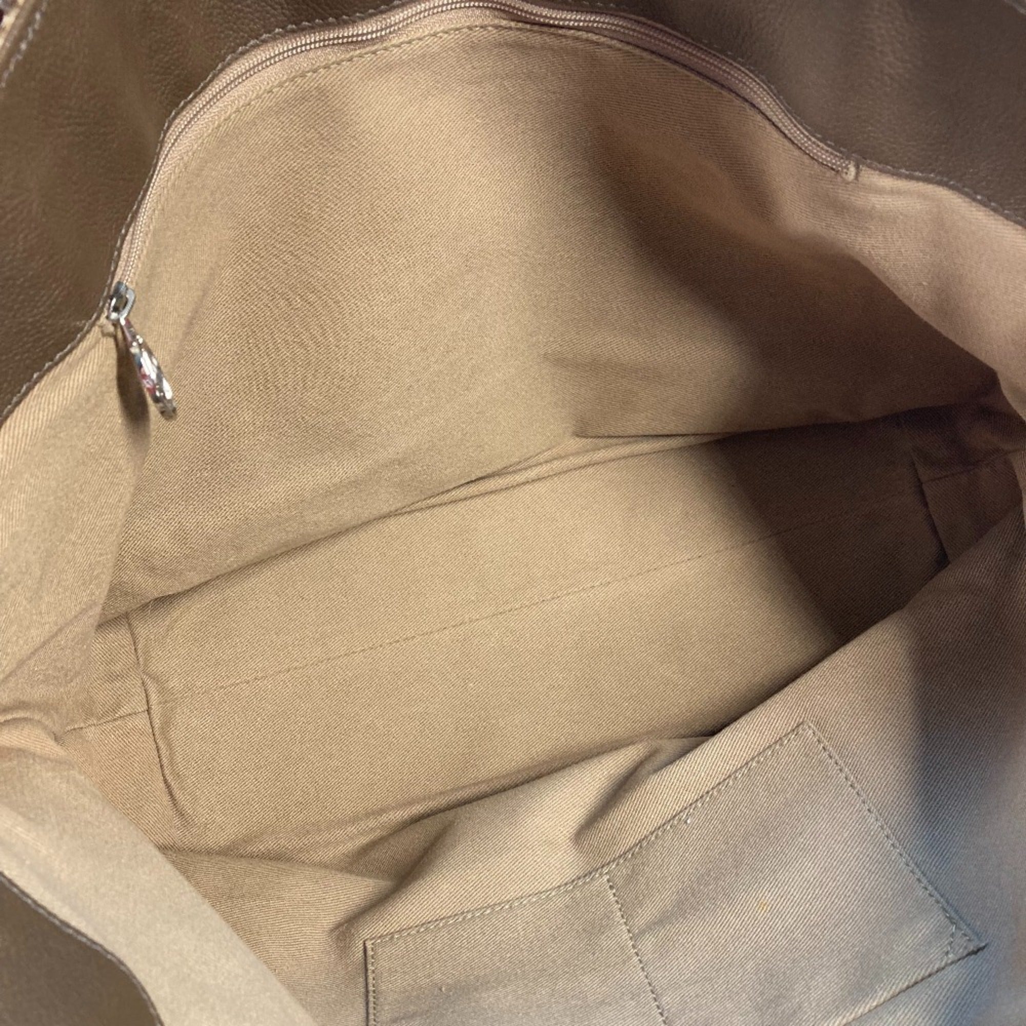 Cartier Beige Dark Brown Canvas Shoulder Bag Tote Bag (Pre-Owned)