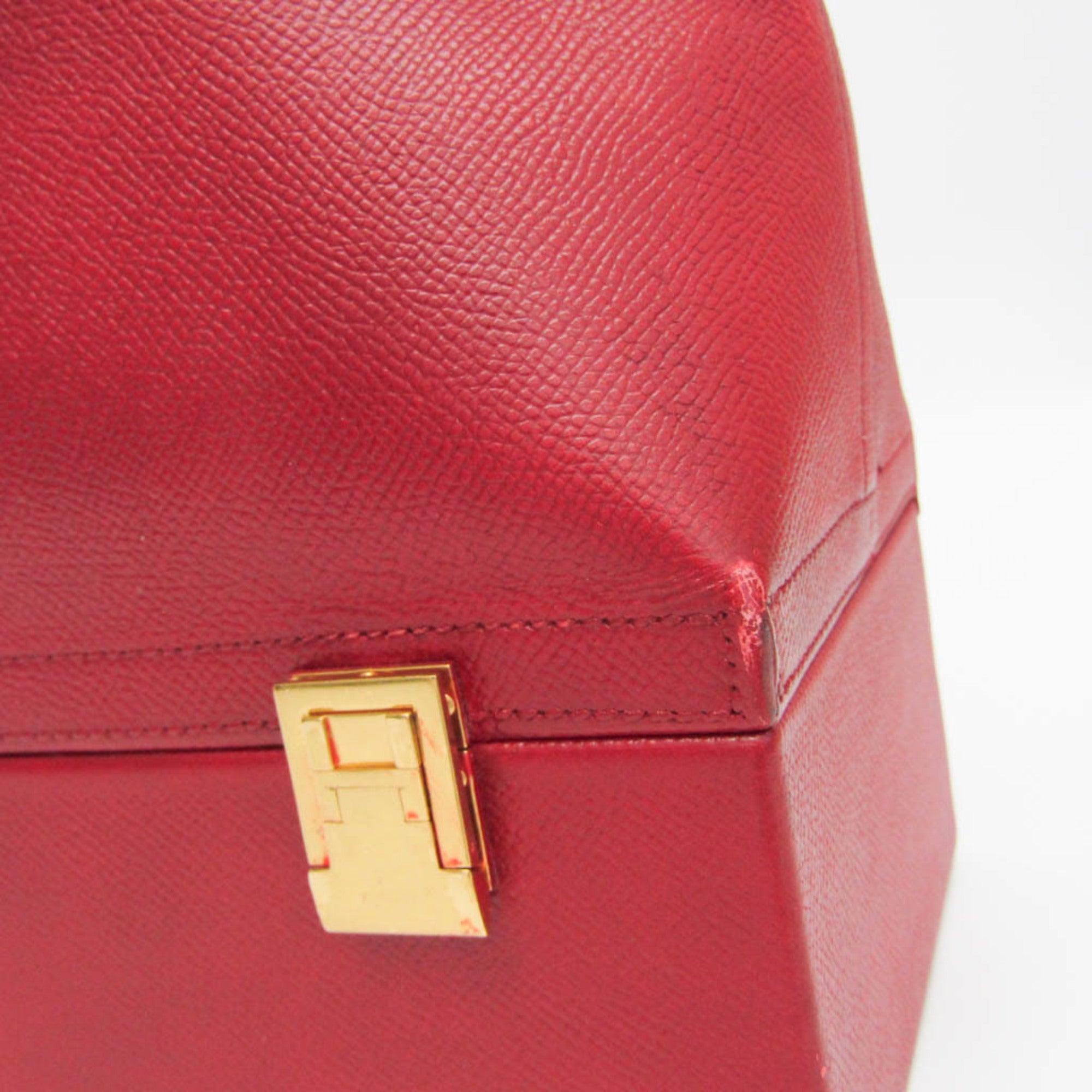 Hermes Red Color Courchevel Leather Handbag (Pre-Owned)