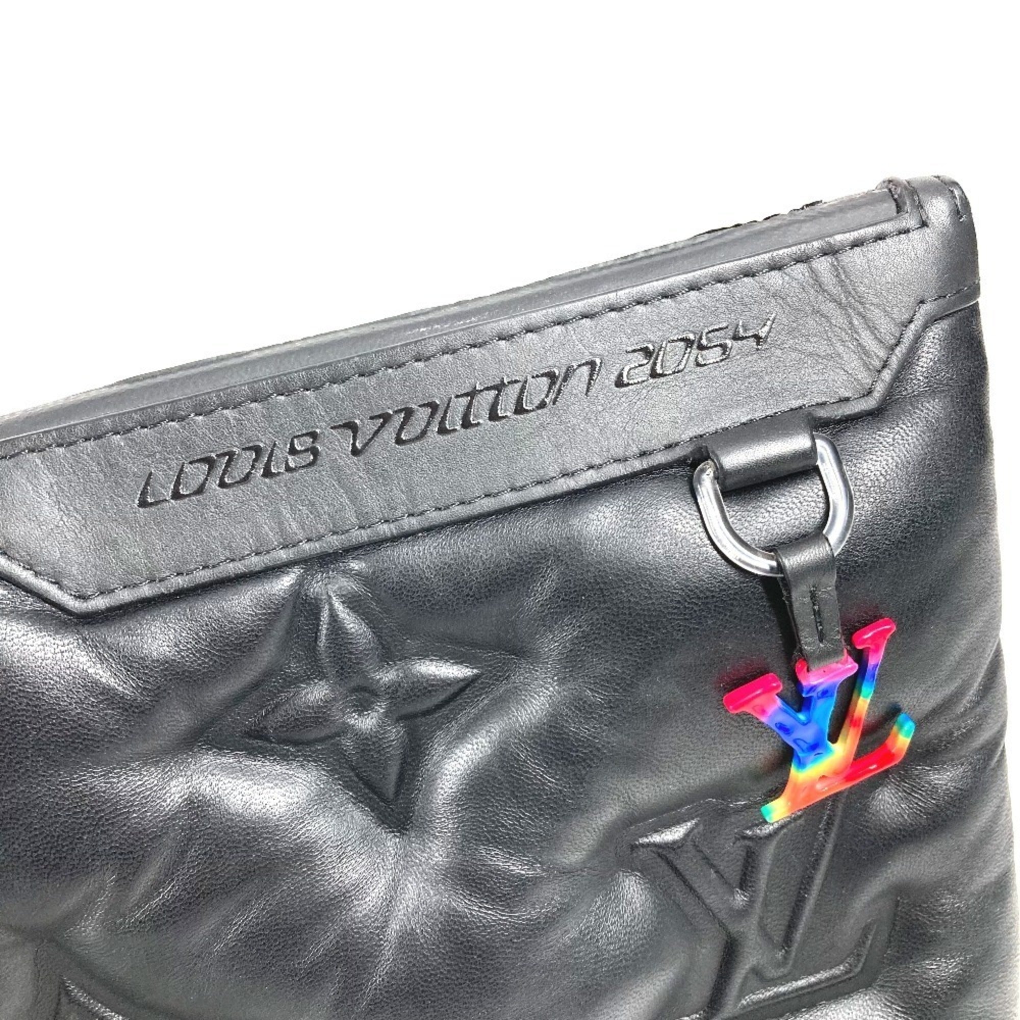 Louis Vuitton Black Noir Leather Clutch Bag Pochette Pouch (Pre-Owned)