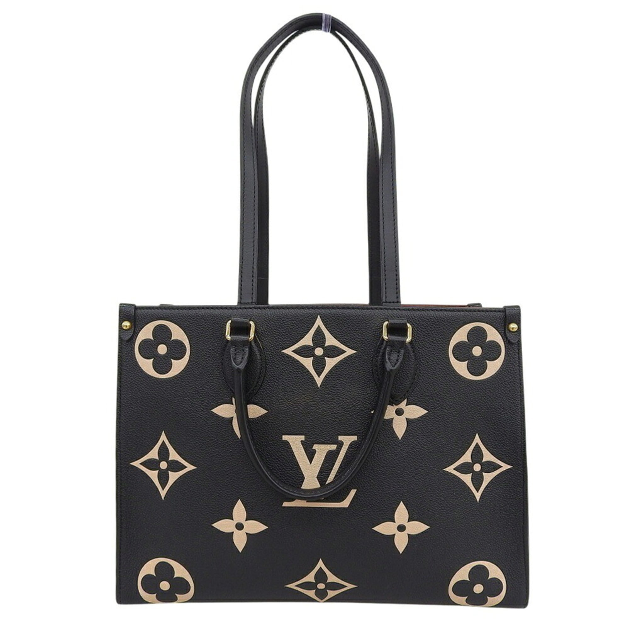 Louis Vuitton Beige Black Leather Tote Bag (Pre-Owned)